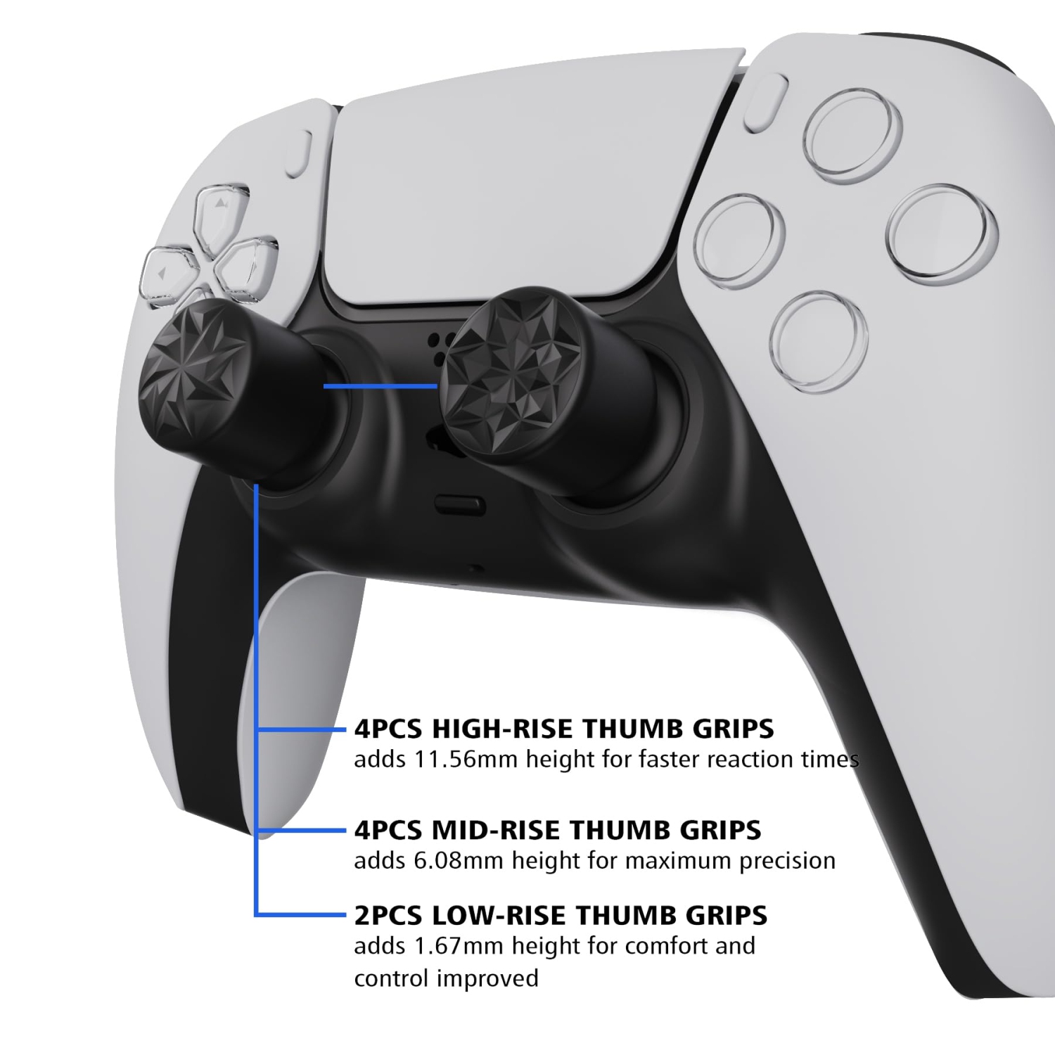 10 Pcs Ergonomic Thumbstick Grips for ps5,ps4,CRYSTAL Universal Pro Thumb Grip Caps for Xbox Series X/S, Xbox One/Elite Series 2,Switch Pro-with 3