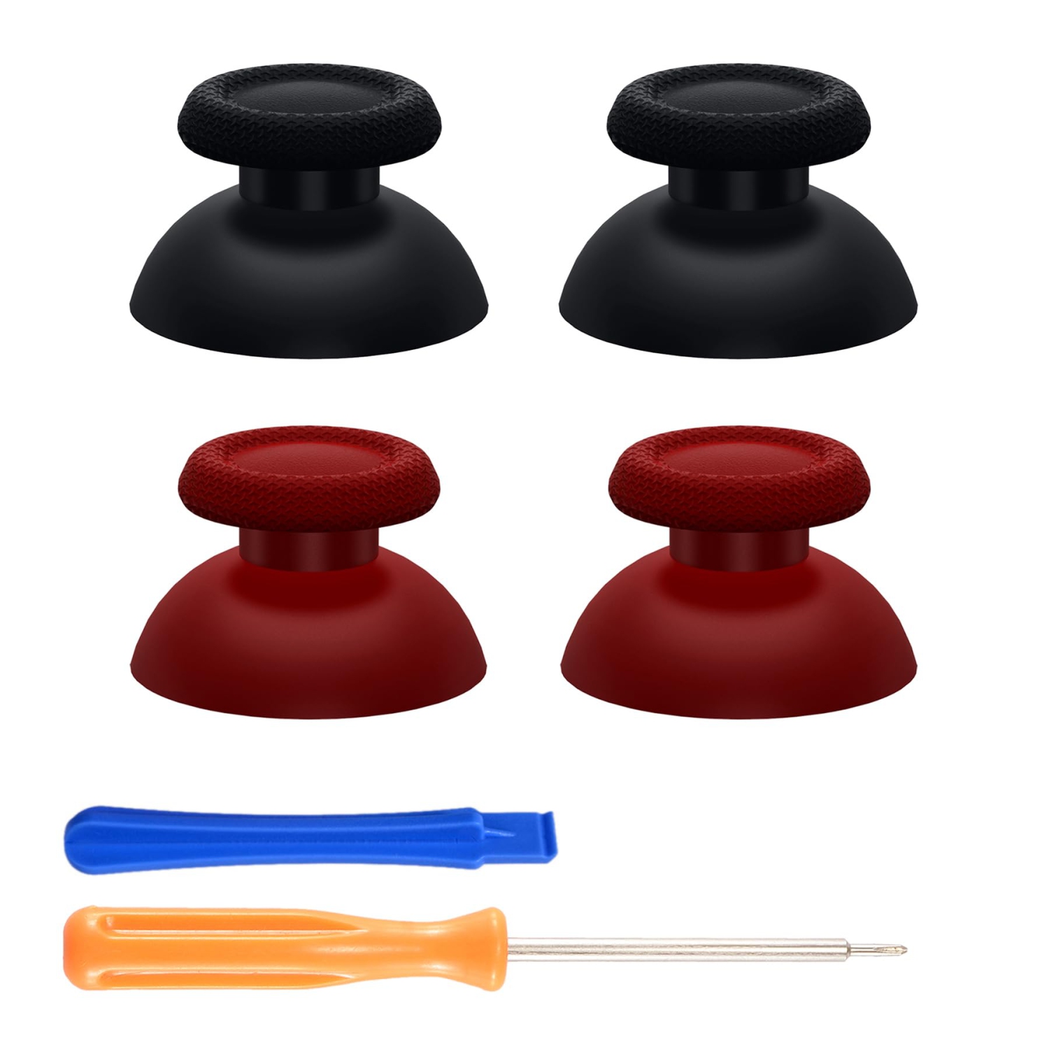 2 Pairs Black & Carmine Red Replacement Thumbsticks for PS5,PS4 Controller, Custom Analog Stick Joystick Compatible All Model Controllers