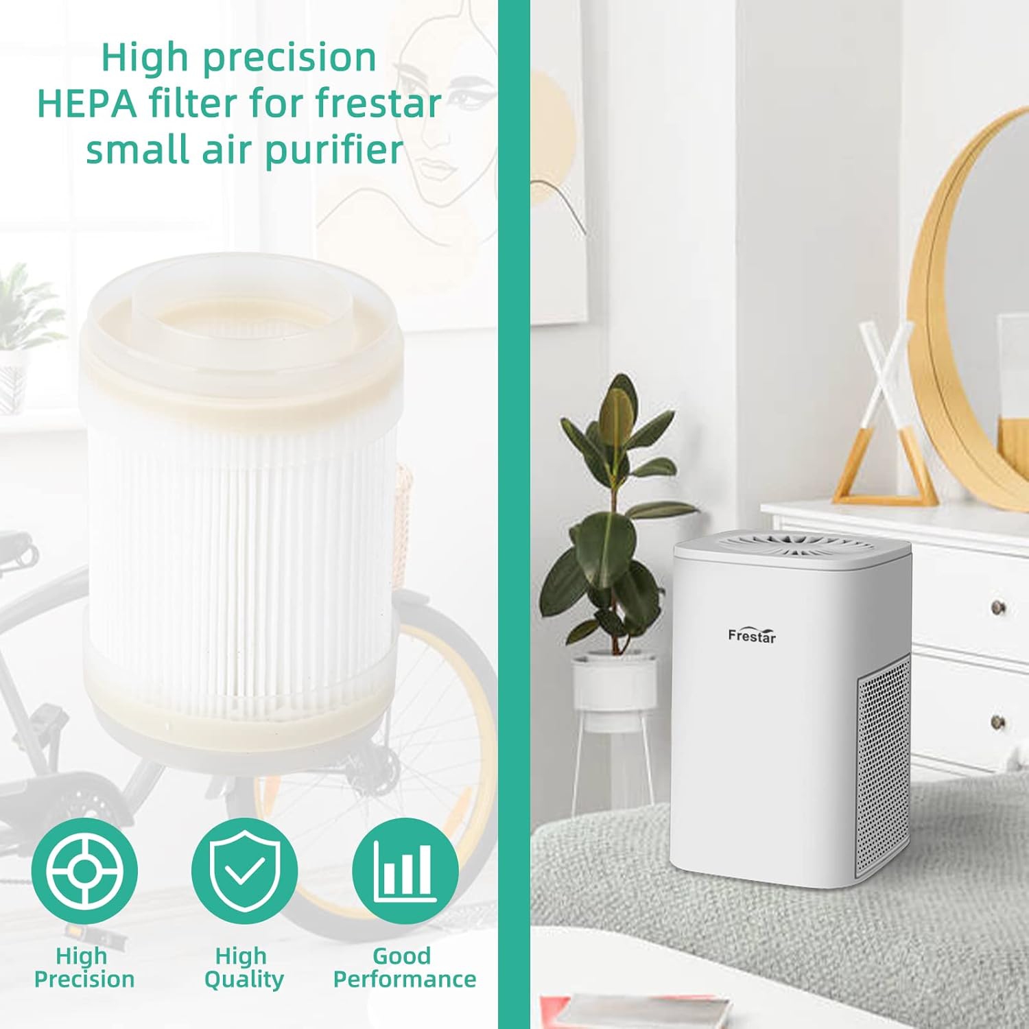 Frestar HEPA Filter Small Air Purifier Replacement Filter, 1 Pack