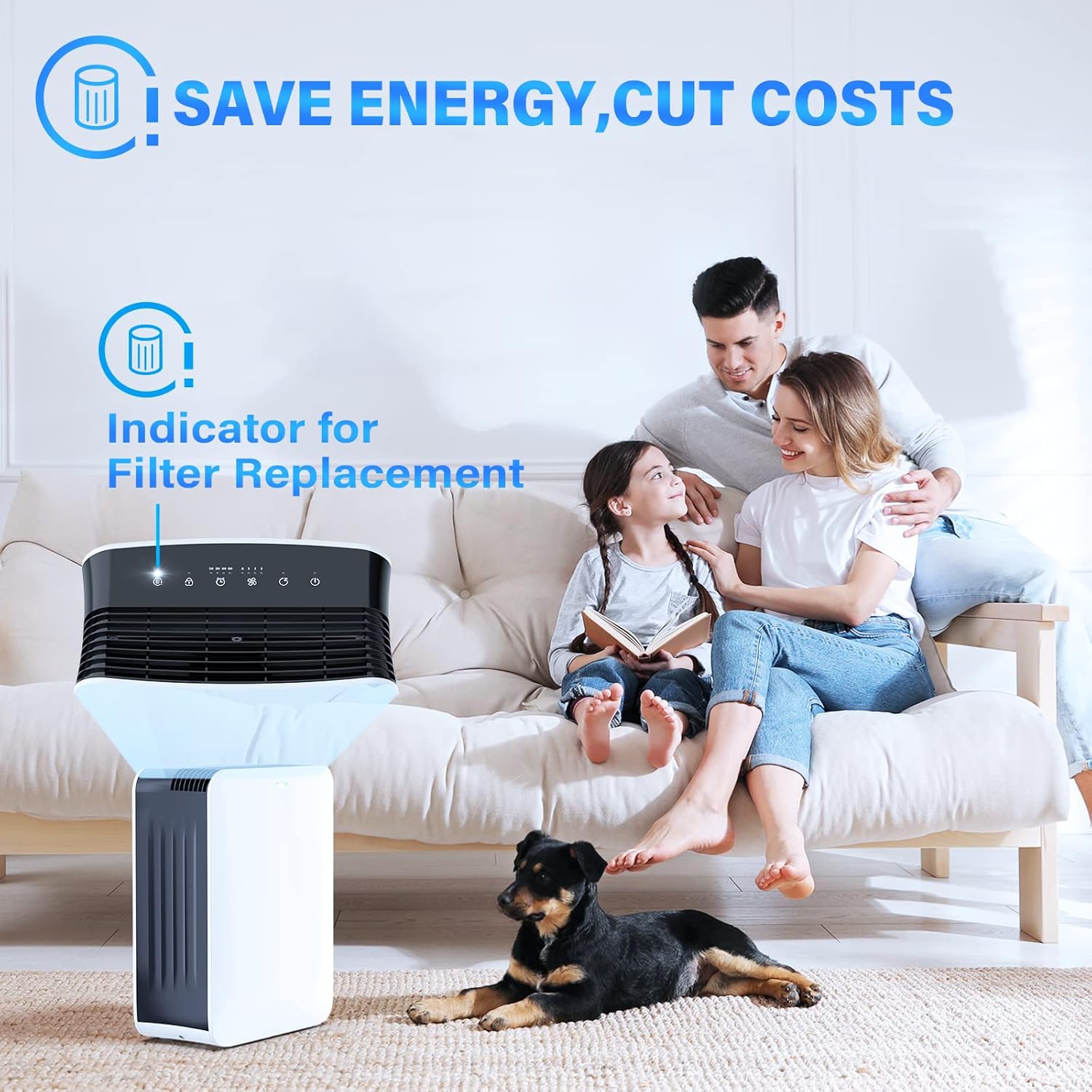 Smart Home Air Purifier 1485 Sq Ft H13 True HEPA Clean 99.97% Hair Dust Smoke and Odor Eliminator in White