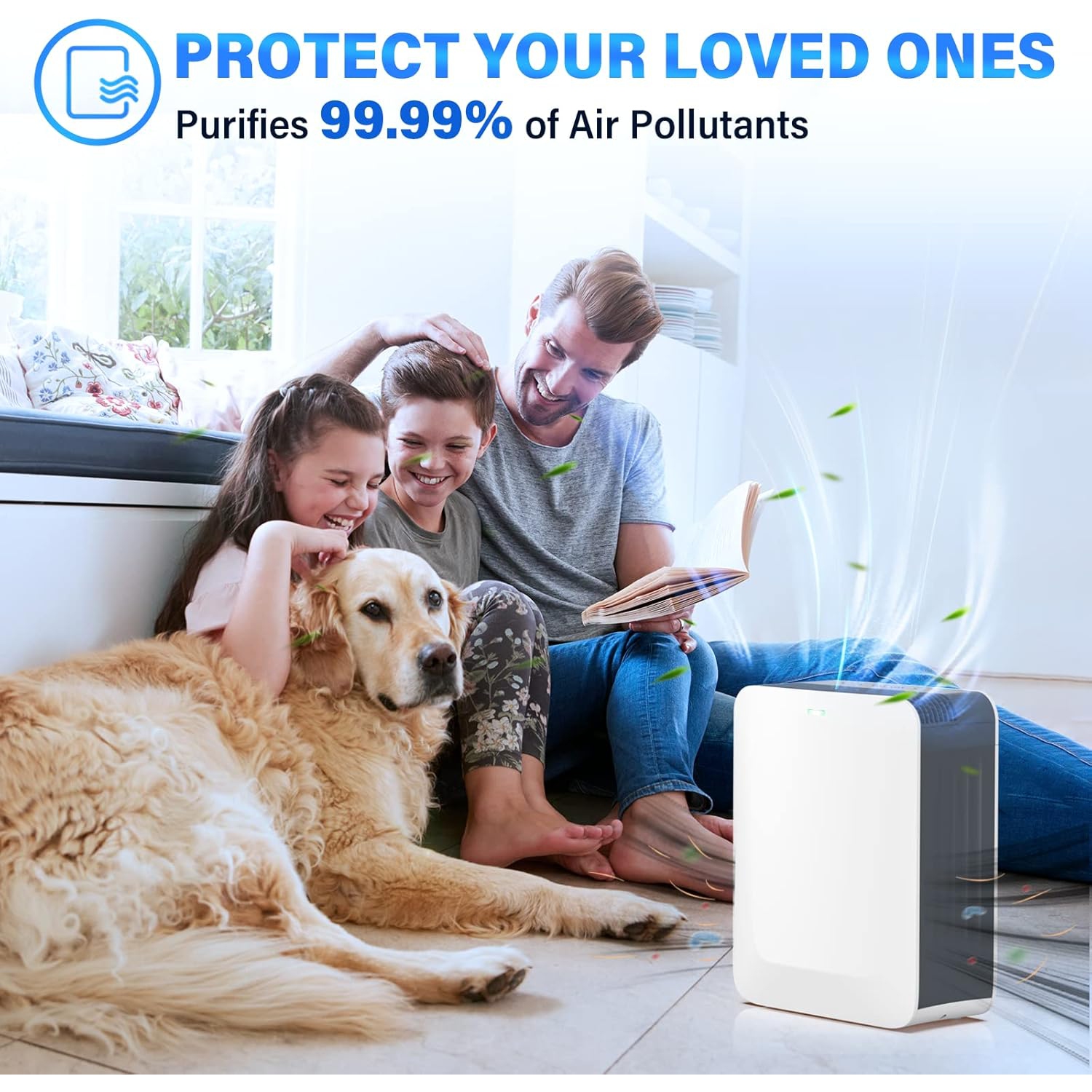 Smart Home Air Purifier 1485 Sq Ft H13 True HEPA Clean 99.97% Hair Dust Smoke and Odor Eliminator in White