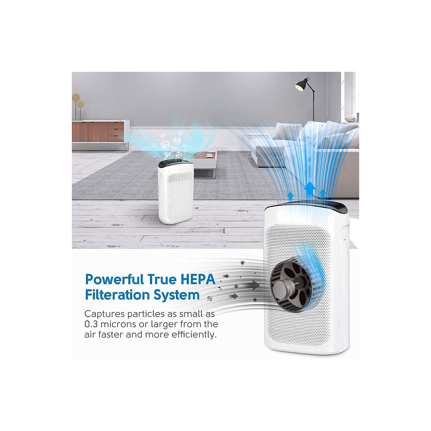 Air Choice Home Air Purifier up to 1485 sq ft True HEPA H13 Ultra Quiet, Remove 99.97% Hairs, Dust, Smoke in White