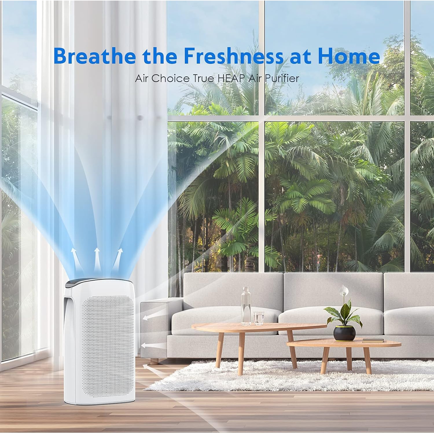 Air Choice Home Air Purifier up to 1485 sq ft True HEPA H13 Ultra Quiet, Remove 99.97% Hairs, Dust, Smoke in White