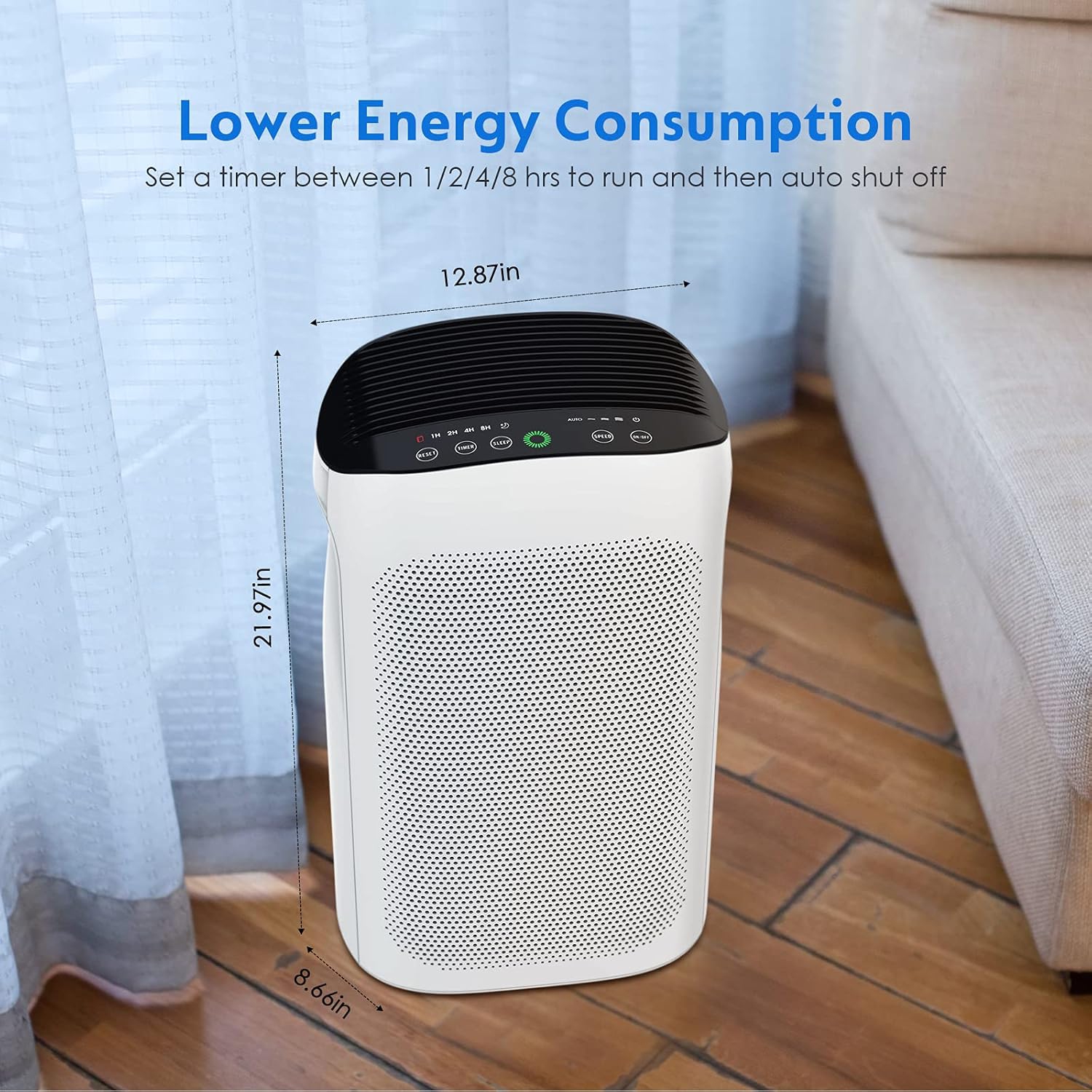 Air Choice Home Air Purifier up to 1485 sq ft True HEPA H13 Ultra Quiet, Remove 99.97% Hairs, Dust, Smoke in White