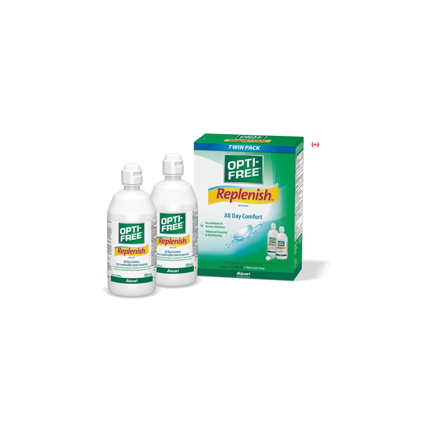 OPTI-FREE® Replenish solution de lentille de contact, paquet double, 2 x 300&nbsp;mL - multi-usage