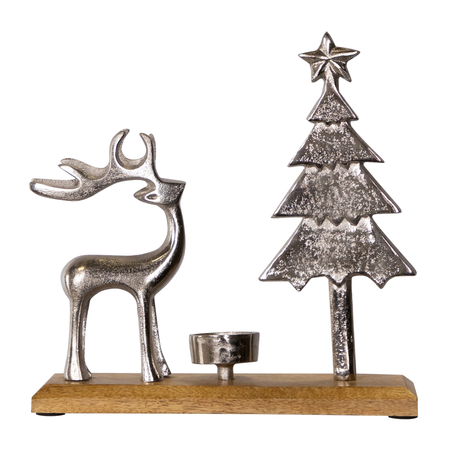 Porte-bougie de Noël en métal, renne et arbre, 10,5 po