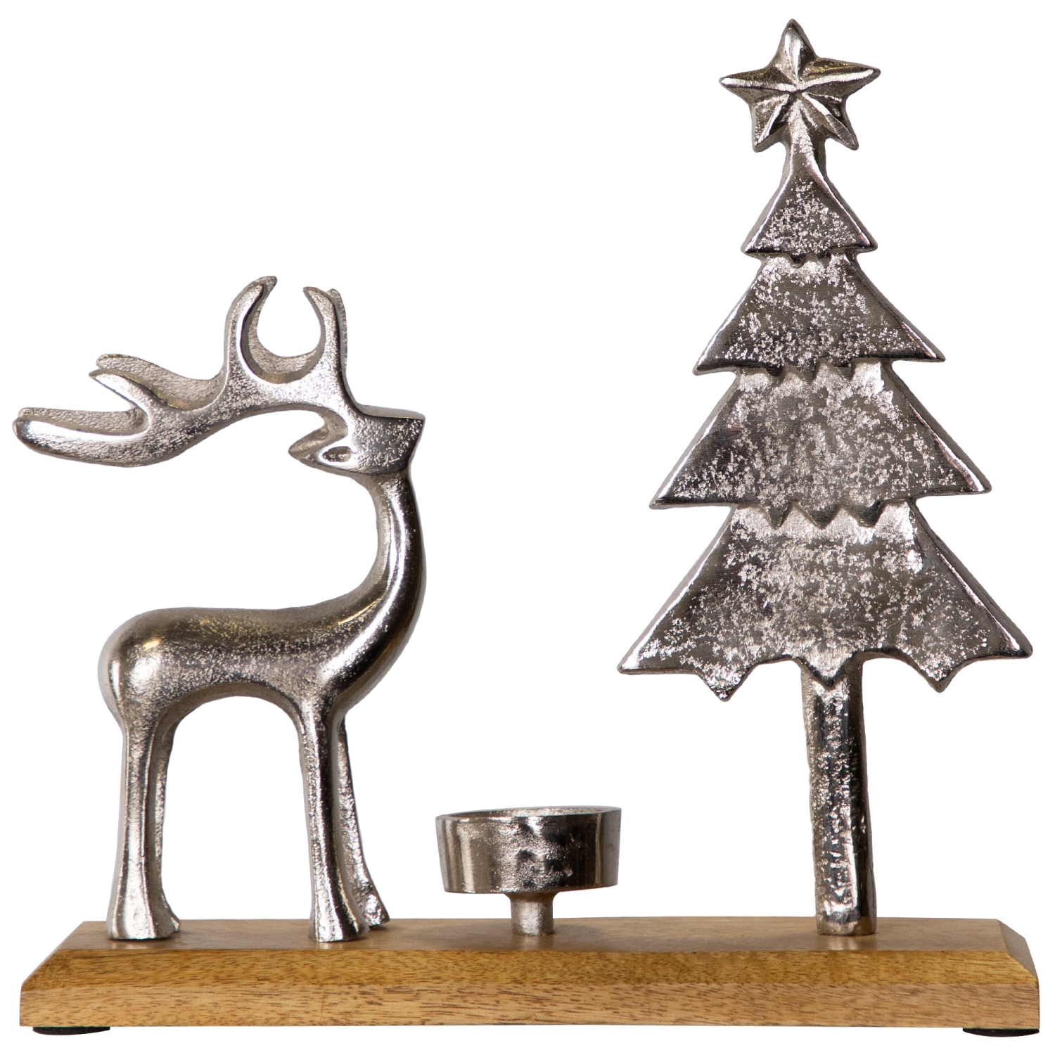 Porte-bougie de Noël en métal, renne et arbre, 10,5 po