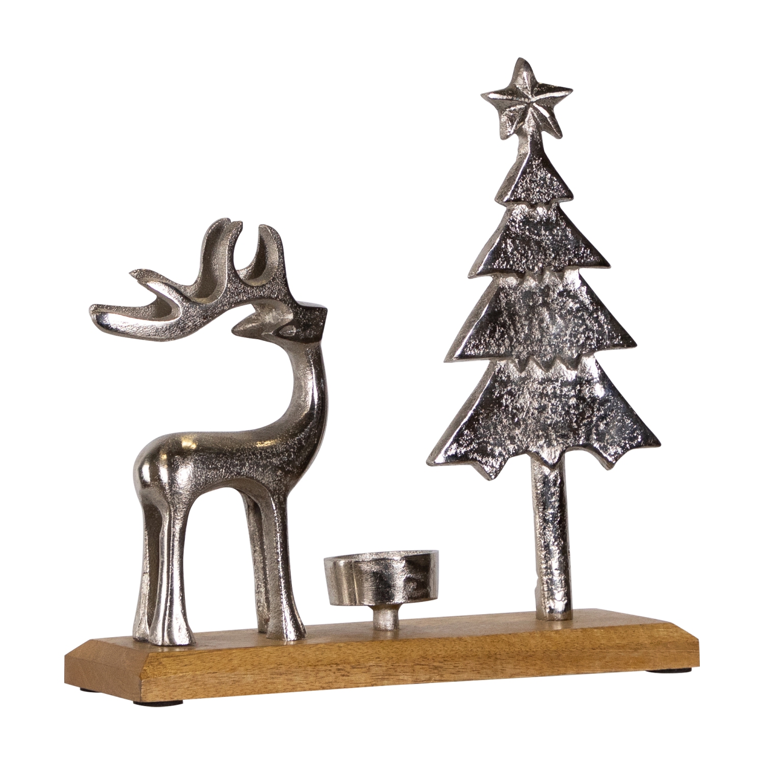 Porte-bougie de Noël en métal, renne et arbre, 10,5 po