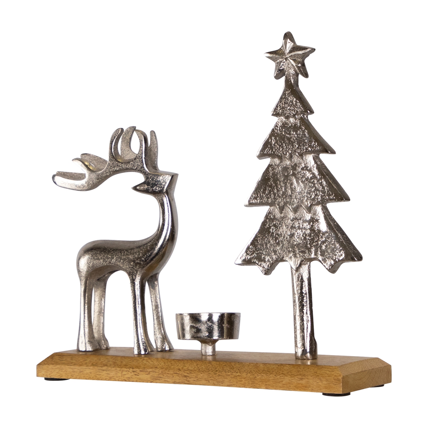 Porte-bougie de Noël en métal, renne et arbre, 10,5 po