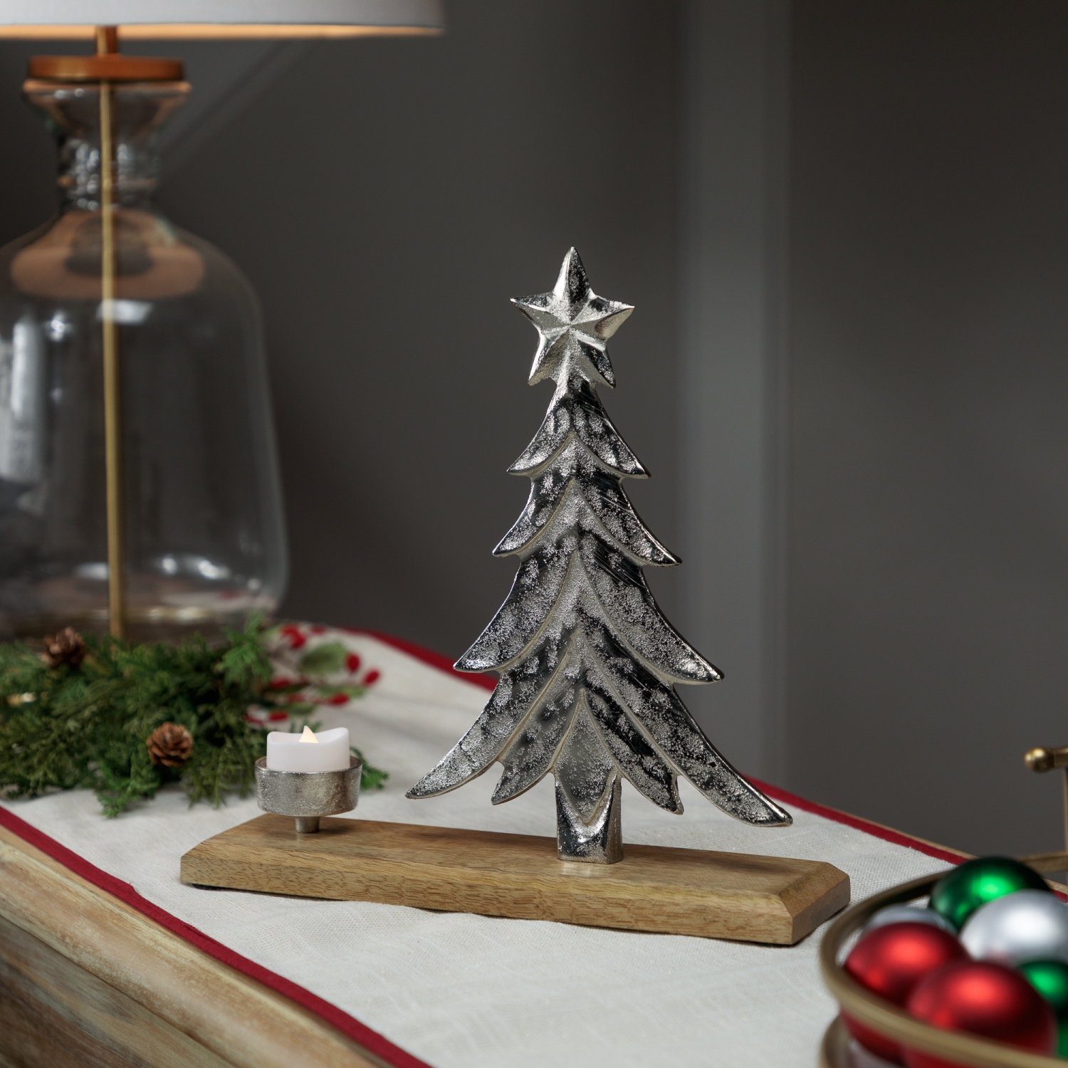 Arbre de Noël en métal avec porte-bougie en forme d'étoile, 11,5 po