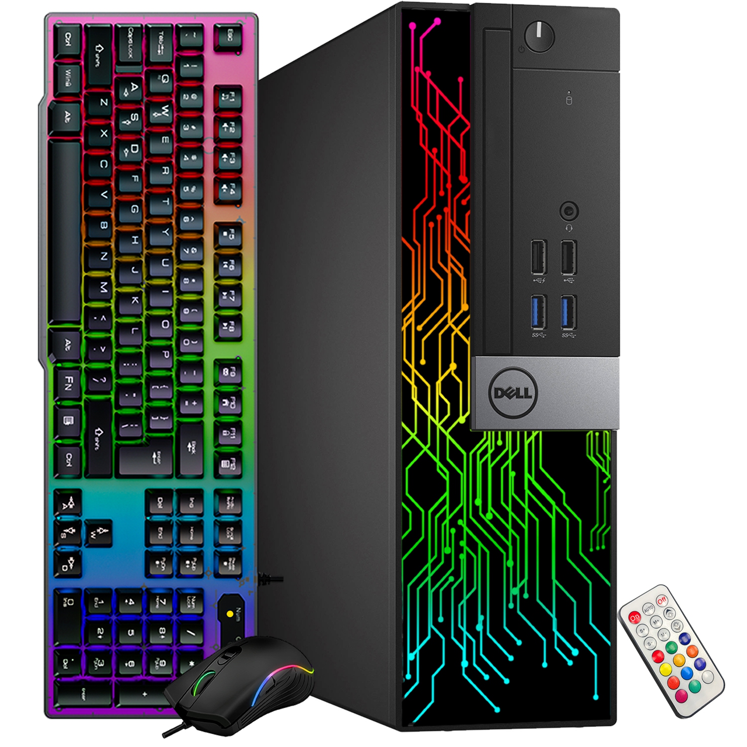 Refurbished (Good) Dell OptiPlex RGB Gaming PC Desktop SFF Computer, GeForce GT 1030 2GB, Intel Hexa-Core i5-9500 Processor, 16GB DDR4 RAM, 512GB SSD, HDMI, DVI, Windows 11 Pro