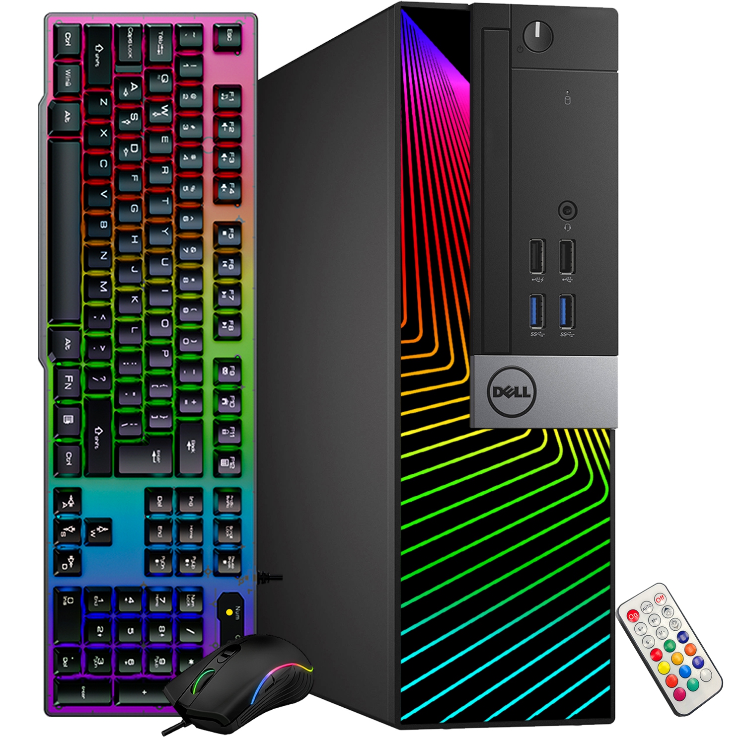 Refurbished Dell OptiPlex RGB Desktop SFF Computer PC, Radeon R5 430 2GB, Intel Hexa-Core i5-9500 Processor, 16GB DDR4 RAM, 512GB SSD, DisplayPort,