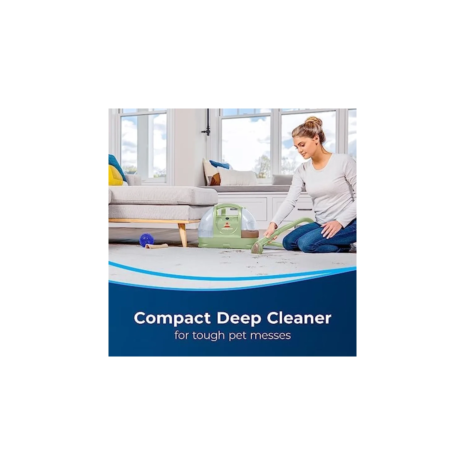 Bissell Little Green Portable Carpet Cleaner with Stain Brush - for Carpet & Upholstery, Household & Automotive - 15 ft Cord