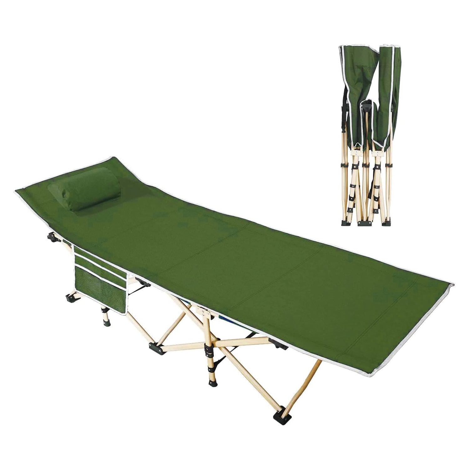 Livearty Folding Camping Cot, Portable Camp Bed Cots, Max Load 450 LBS, for Camping, BBQ, Hiking, Backpacking, Beach, Office Green