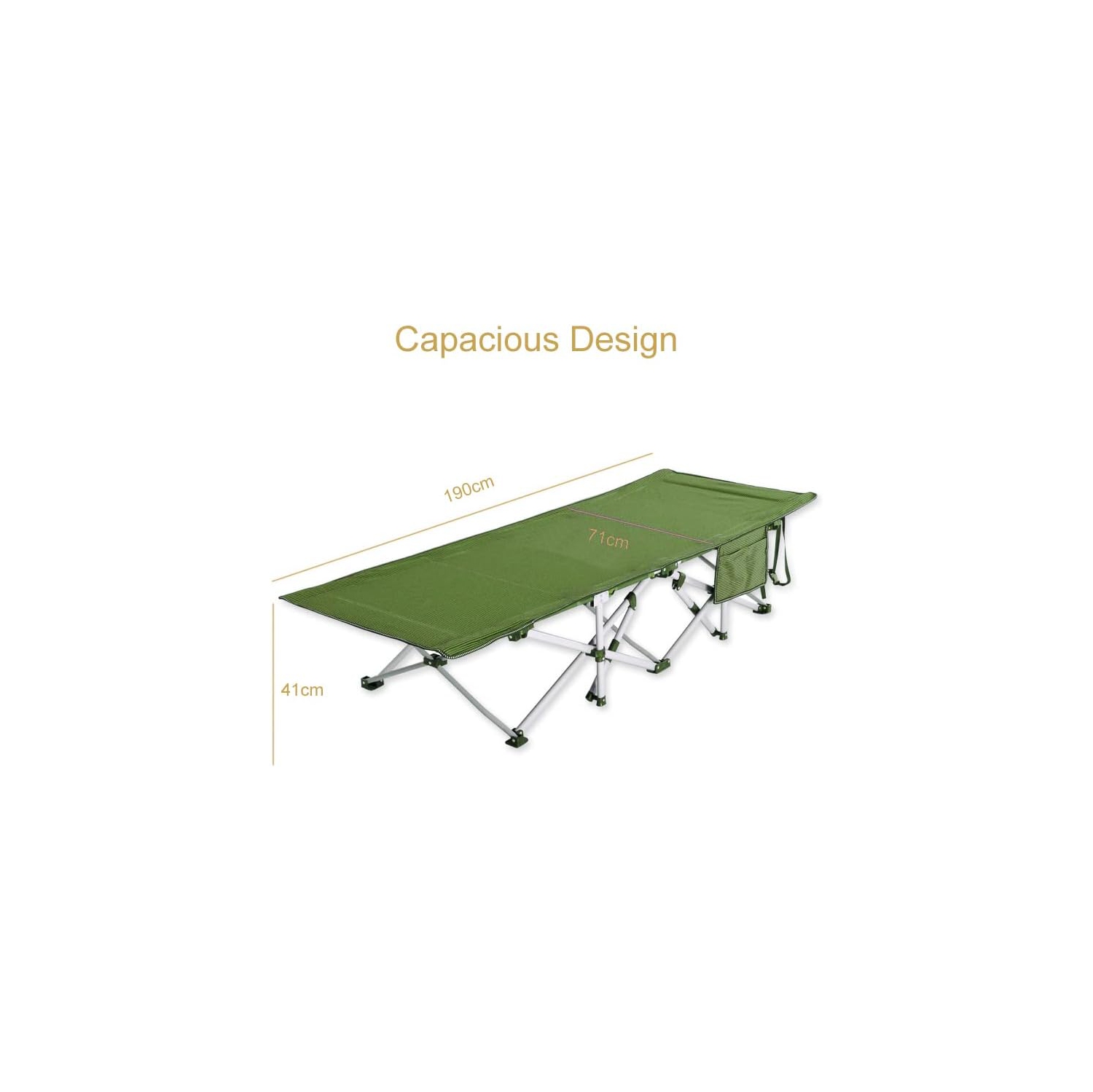Livearty Folding Camping Cot, Portable Camp Bed Cots, Max Load 450 LBS, for Camping, BBQ, Hiking, Backpacking, Beach, Office Green