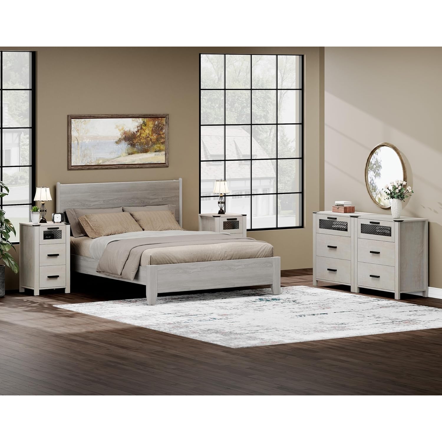 WAMPAT Dresser for Bedroom with 6 Drawers, Storage Drawer Organizer, Tall Chest of Drawers for Closet, Living Room, Hallway, Entryway,Antique White