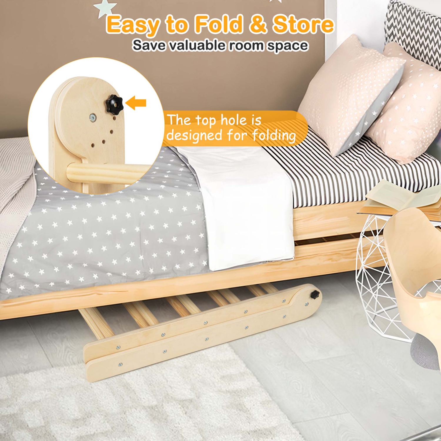 Costway 3-in-1 Triangular Climbing Toys Foldable & Height-adjustable Triangle Set