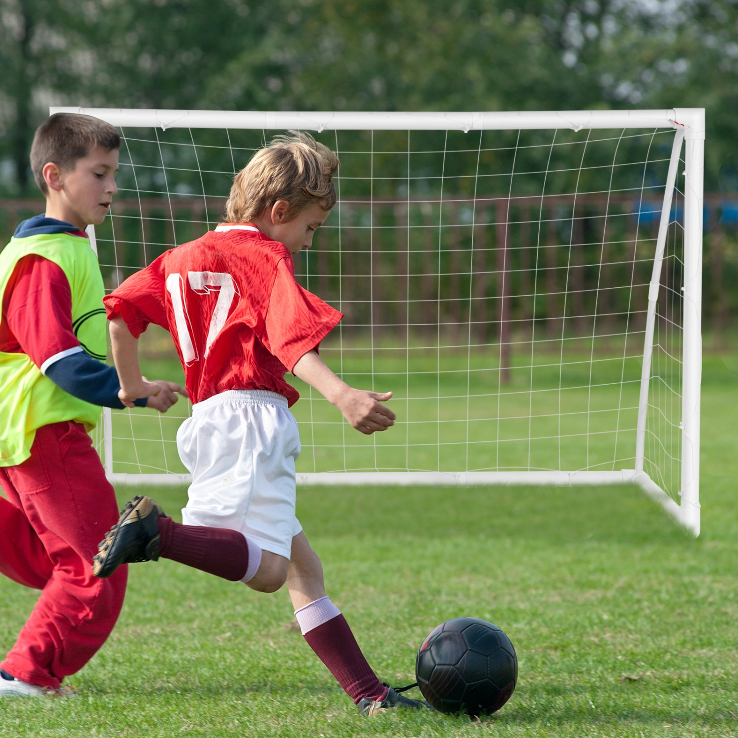 Ensemble rapide avec but de soccer portatif pour enfants de 6 pi x 4 pi de Costway pour l'entraînement de soccer en plein air