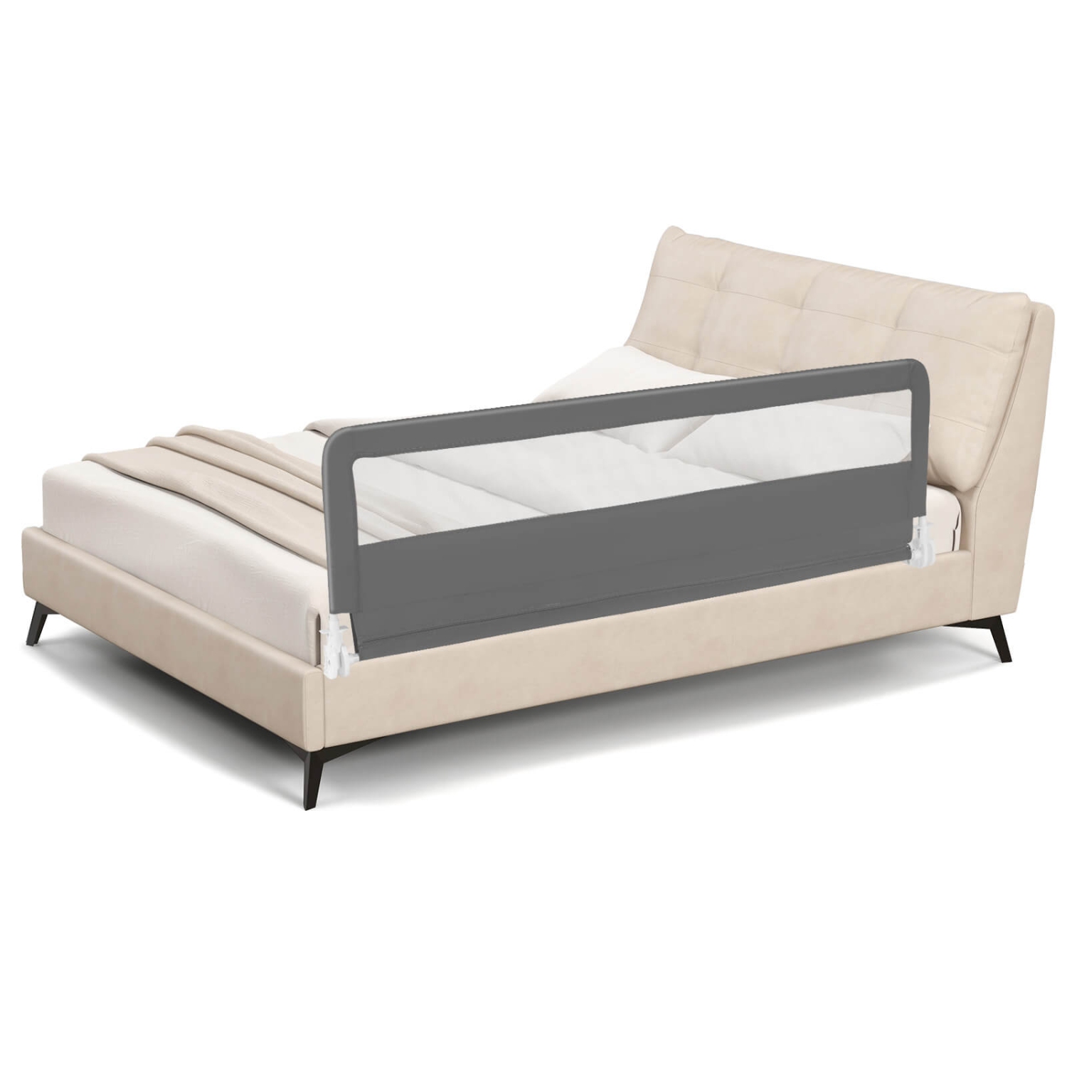 Babyjoy 71" Long Bed Rail for Toddlers with Removable Cover Breathable Mesh & Crossbar