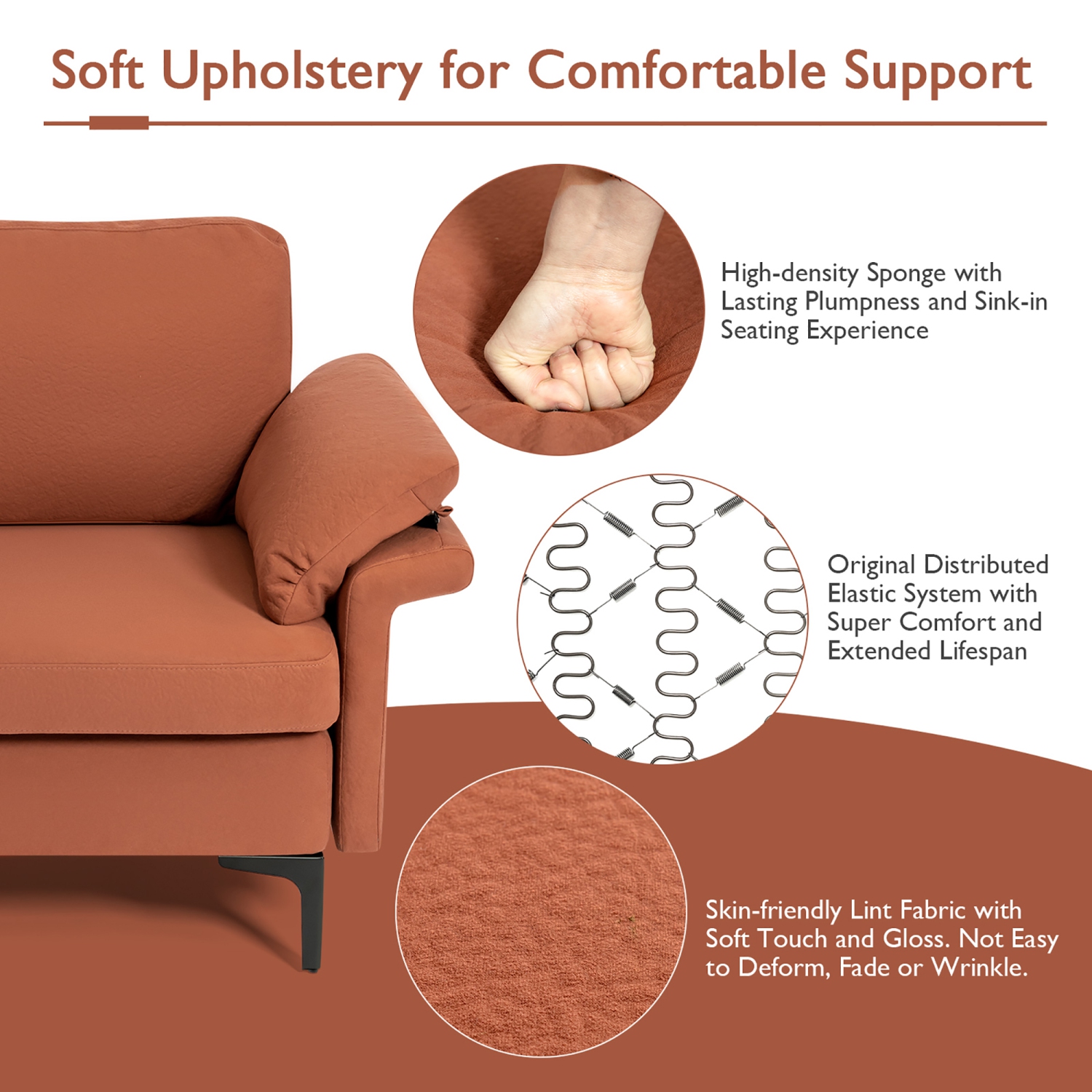 Costway Modern Modular L-shaped Sectional Sofa w/ Reversible Chaise & 2 USB Ports