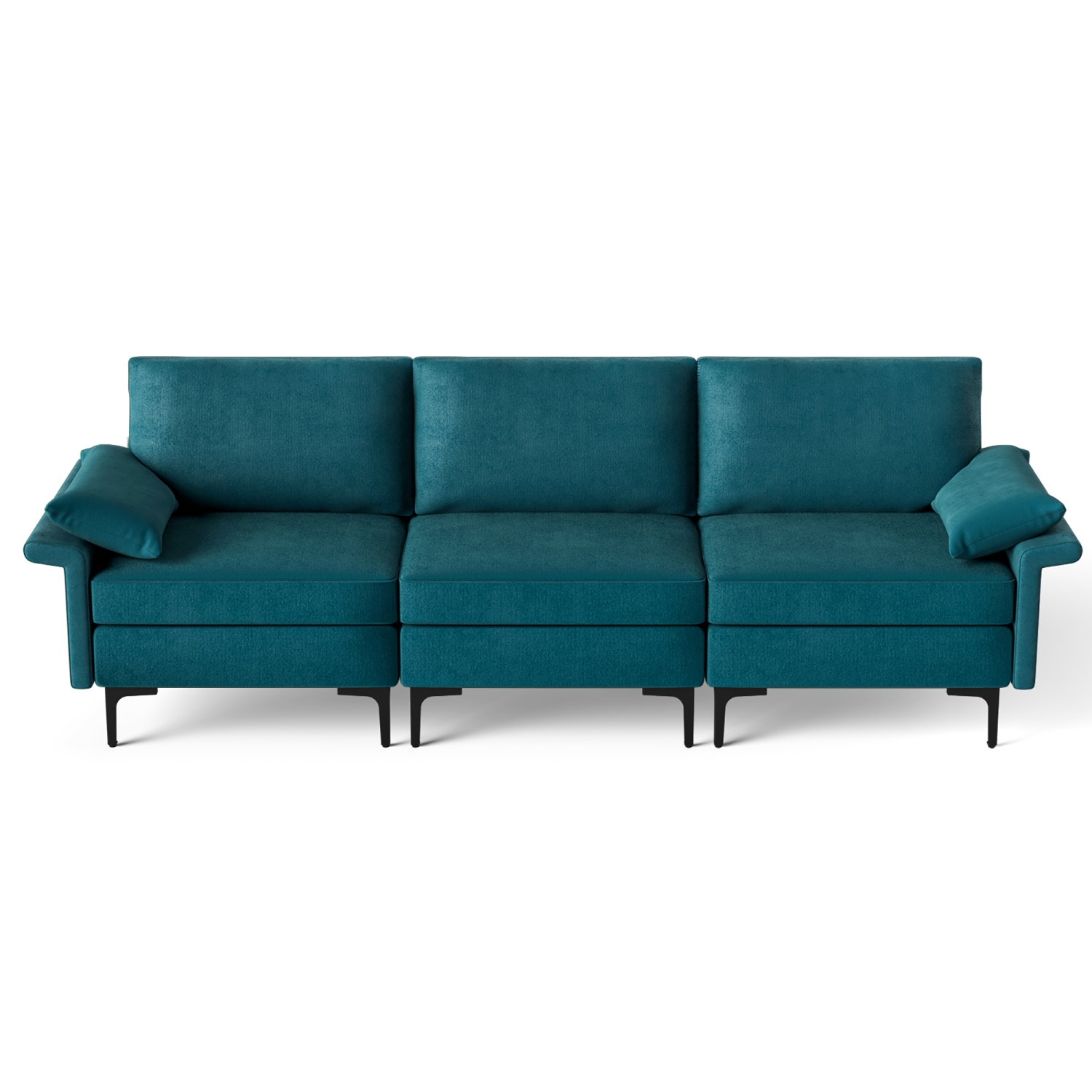 Costway Modern Modular Fabric 3-Seat Sofa Couch Living Room Furniture w/ Metal Legs