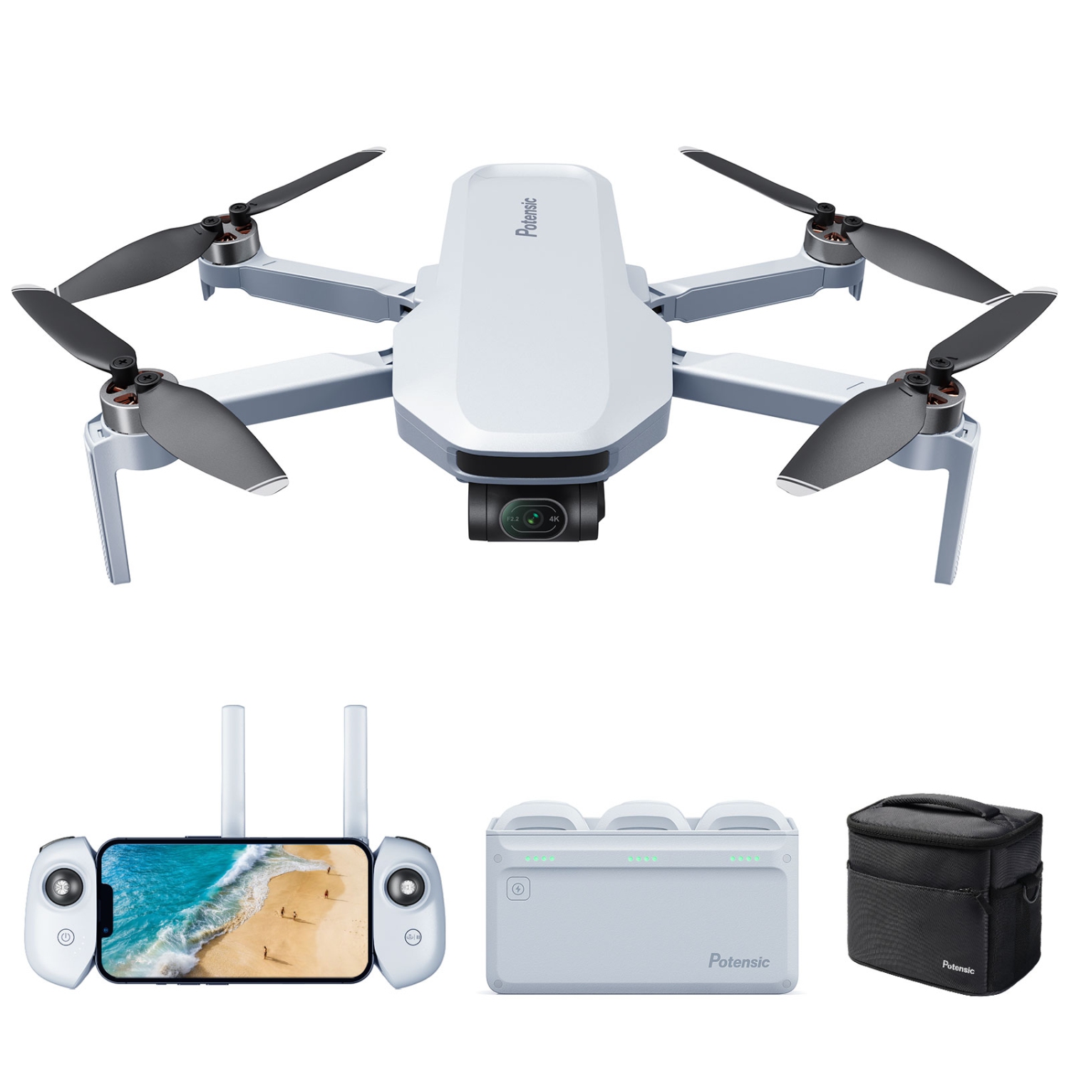 Potensic ATOM 3-Axis Gimbal 4K GPS Drone, Under 249g, 96 Mins Flight, Max 6KM Transmission, Visual Tracking, 4K/30FPS QuickShots, Foldable for Adults