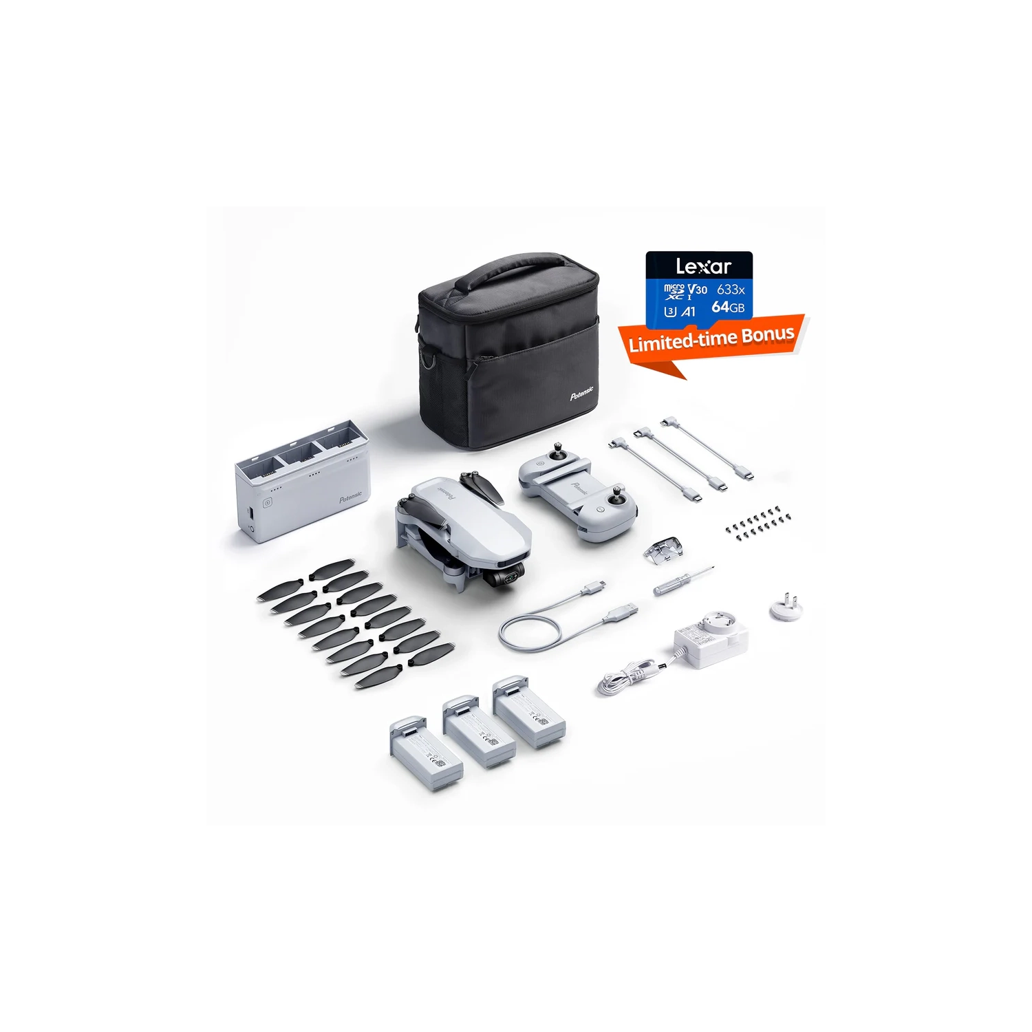 Potensic ATOM 3-Axis Gimbal 4K GPS Drone, Under 249g, 96 Mins Flight, Max 6KM Transmission, Visual Tracking, 4K/30FPS QuickShots, Foldable for Adults