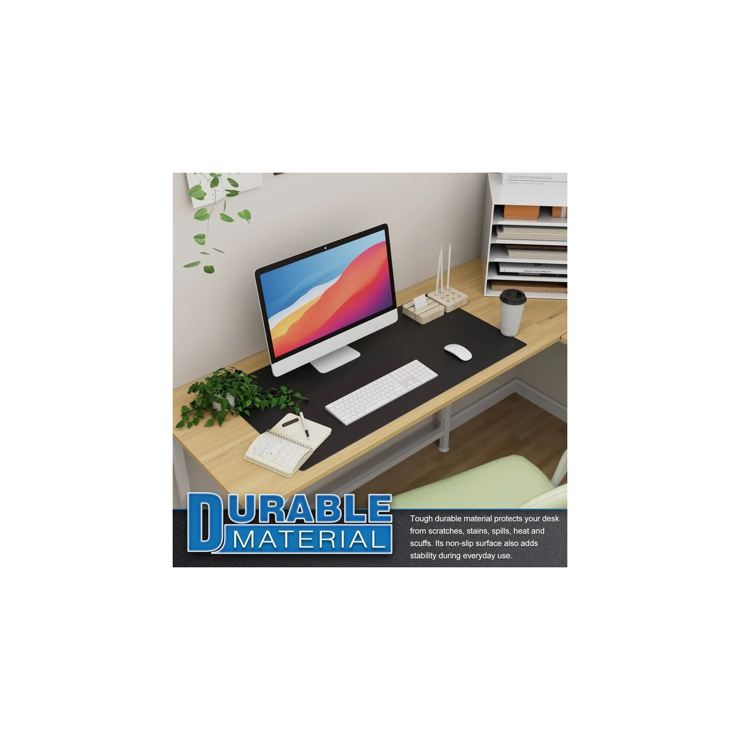 Premium Black Leather Desk Mat - Large Office Desk Pad, Computer Desk Mat, Laptop Mat, Desk Protector, Desktop Mat, Writing Pad, Desk Blotter, and