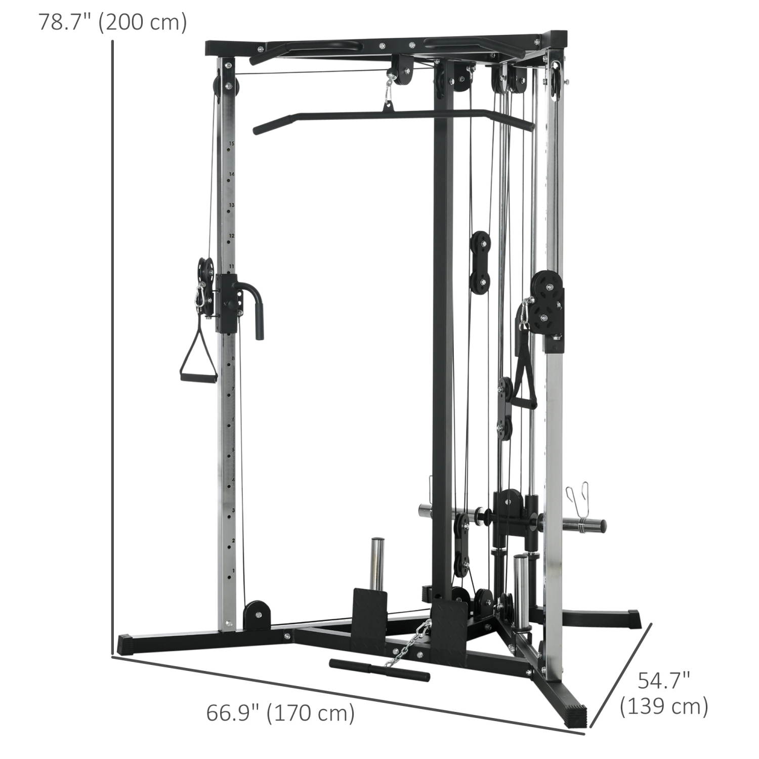 Soozier Home Gym Machine, Multifunctional Gym Equipment with Pull Up Bar, 15-Position Adjustable Strength Training Workout Station for Upper Body