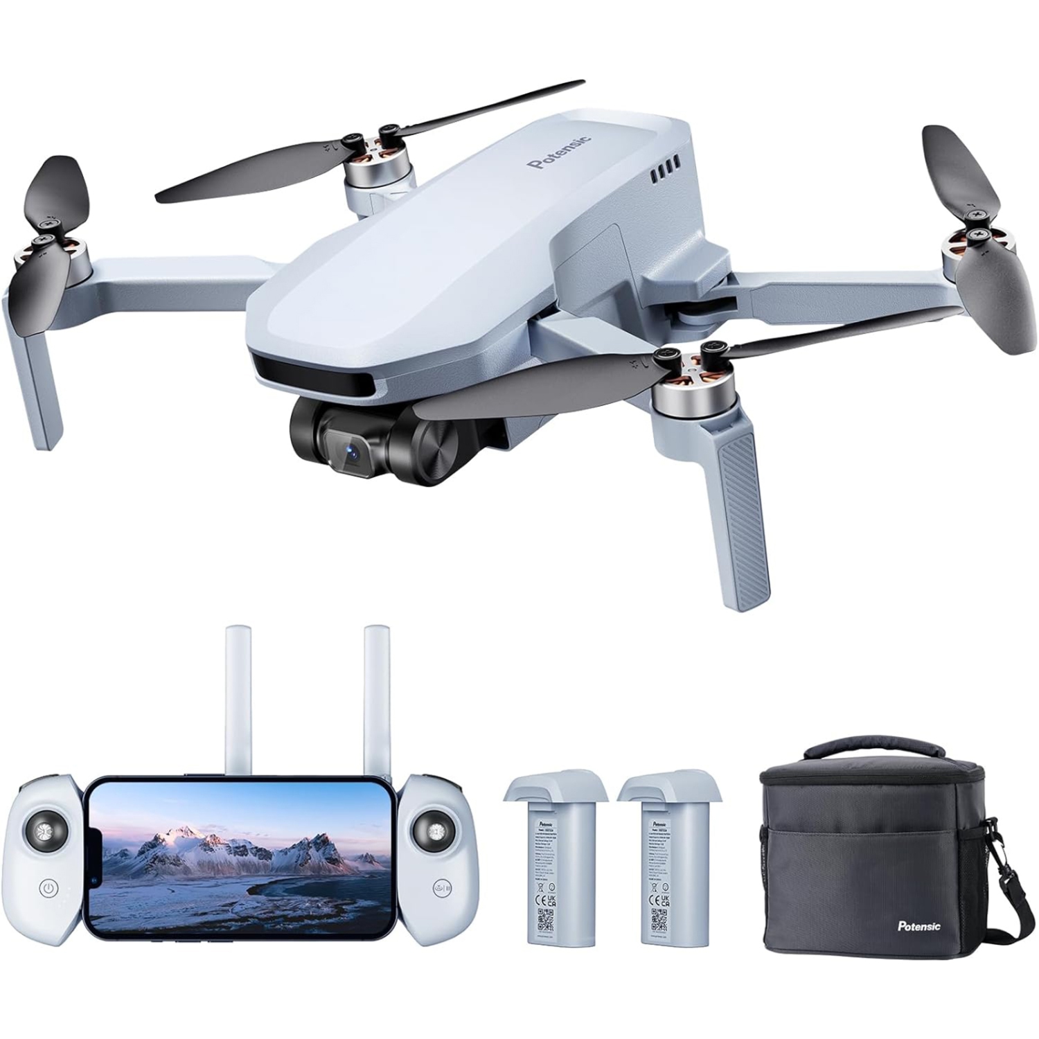 Potensic ATOM SE GPS Drone with 4K EIS Camera, Under 249g, 62 Mins Flight, 4KM FPV Transmission, Brushless Motor, Max Speed 16m/s, Auto Return,
