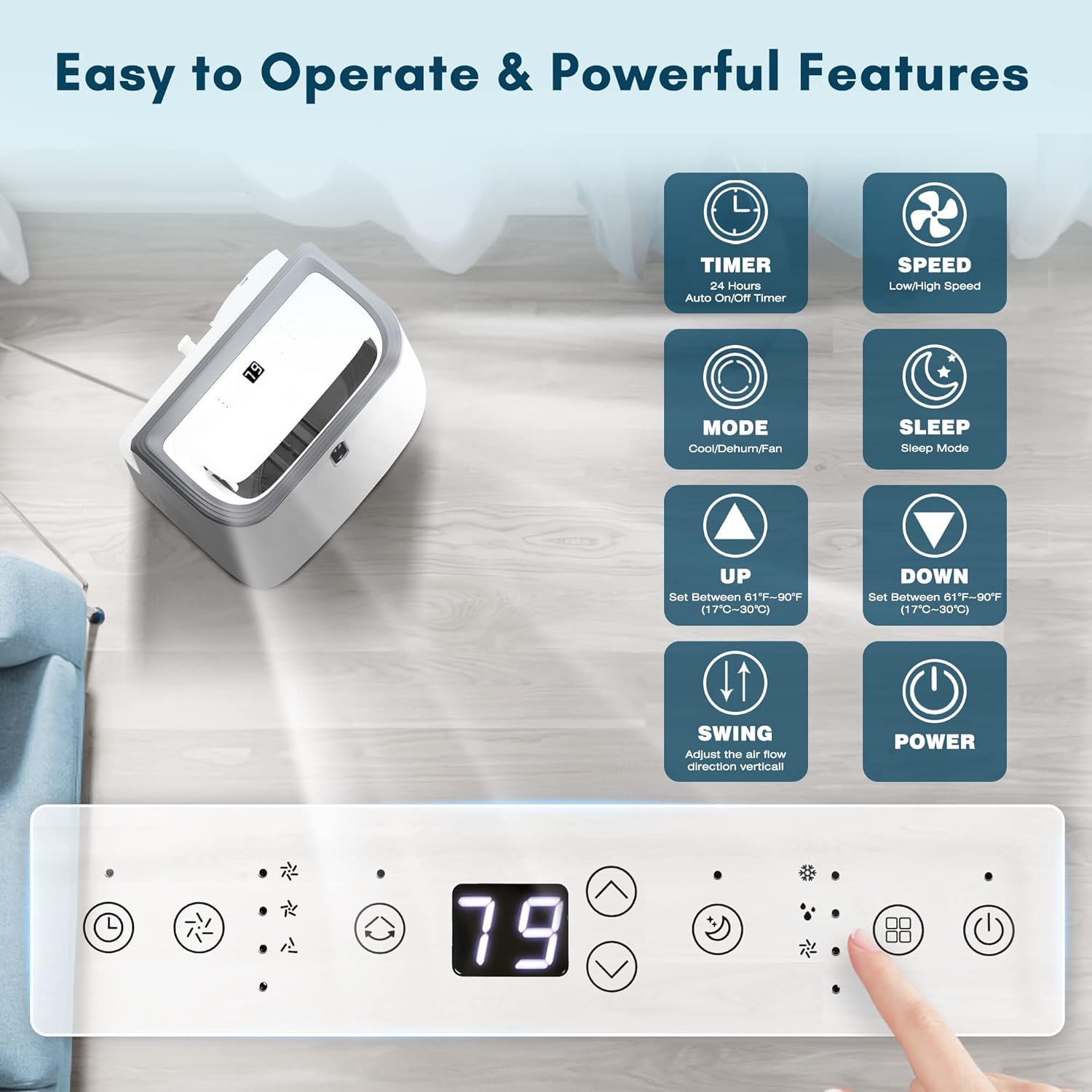 ZAFRO Portable Air Conditioners,12000 BTU Air Conditioner for Room Up to 550 Sq. Ft,3-in-1 Portable AC Unit,Cool & Dehumidifier & Fan Modes, Portable