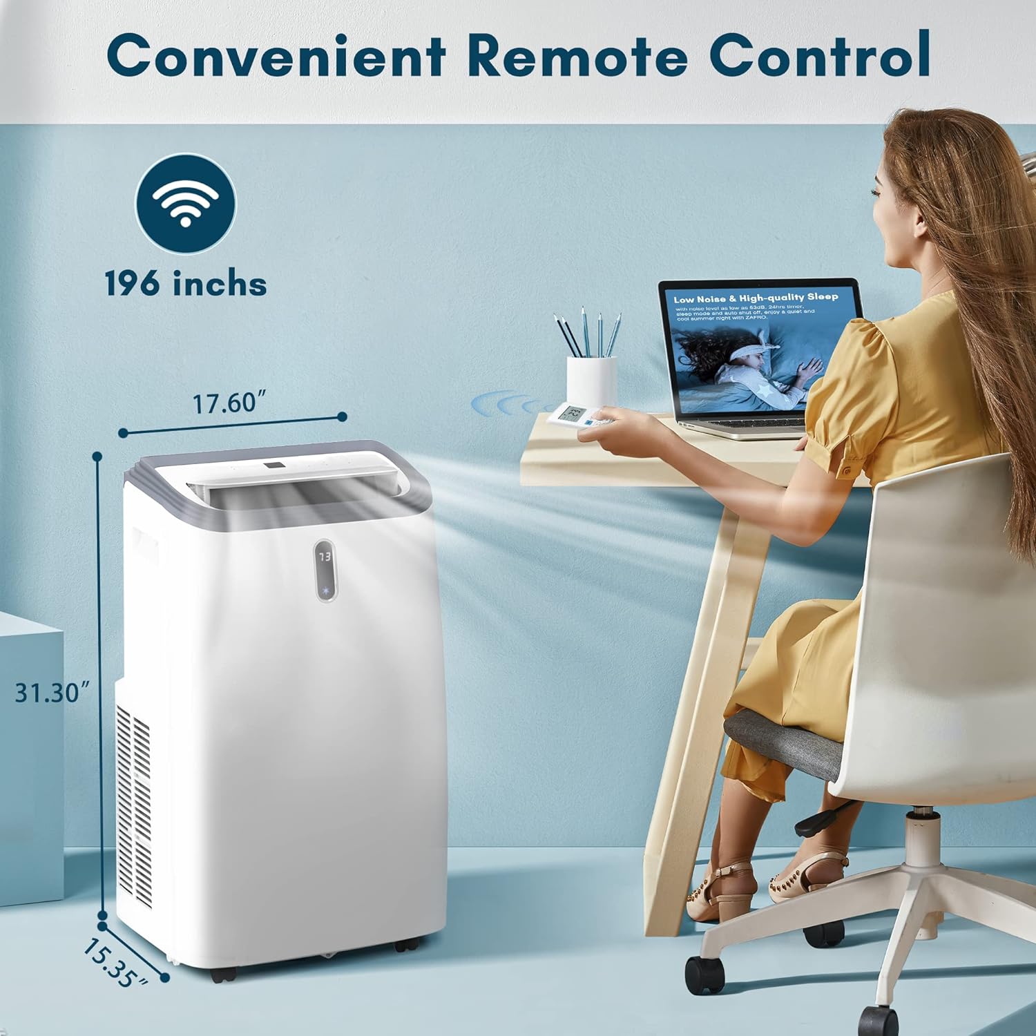 ZAFRO Portable Air Conditioners,12000 BTU Air Conditioner for Room Up to 550 Sq. Ft,3-in-1 Portable AC Unit,Cool & Dehumidifier & Fan Modes, Portable