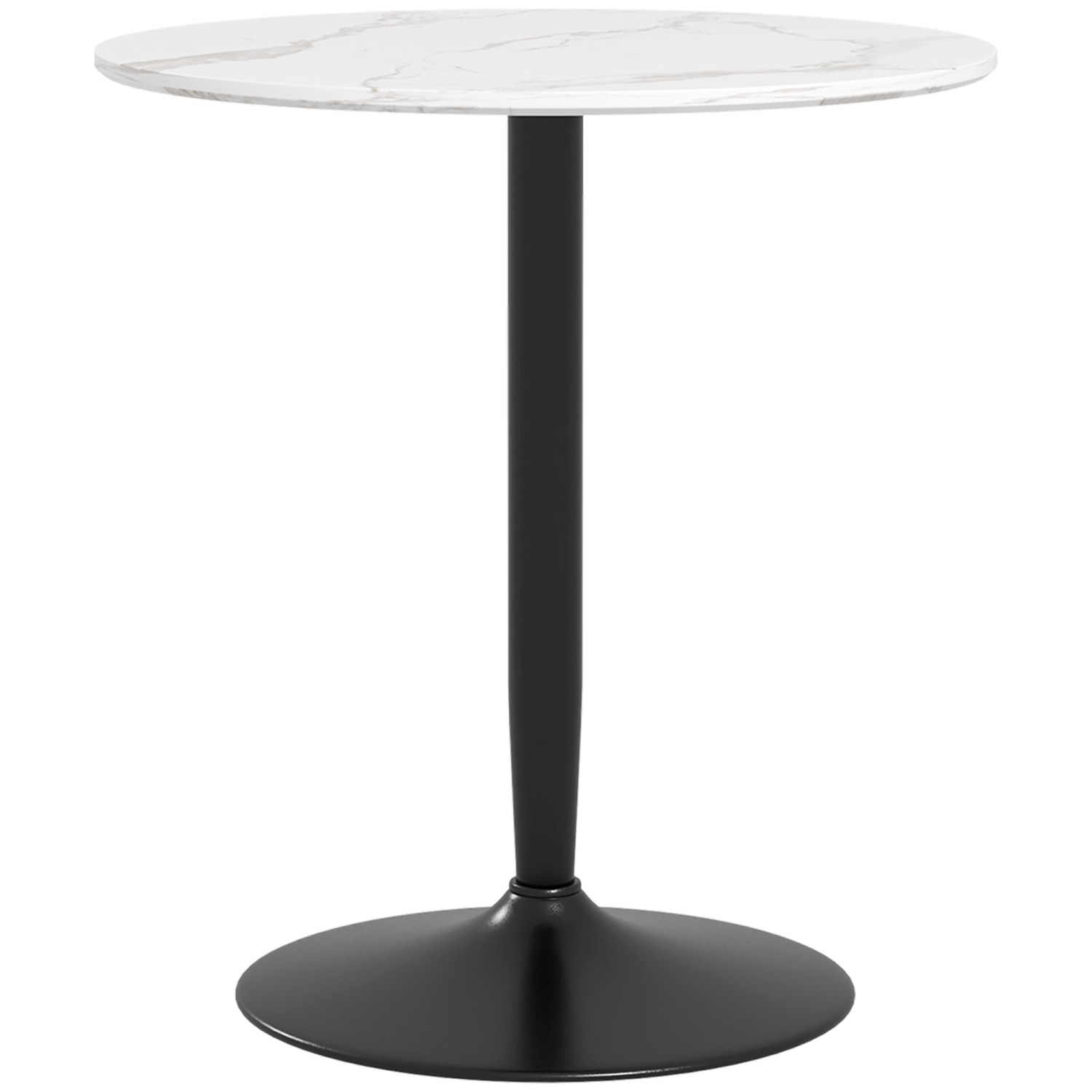 HOMCOM Round Dining Table for 2 People, Modern Kitchen Table with Painted Top and Steel Base for Living Room, Dining Room, White Marble