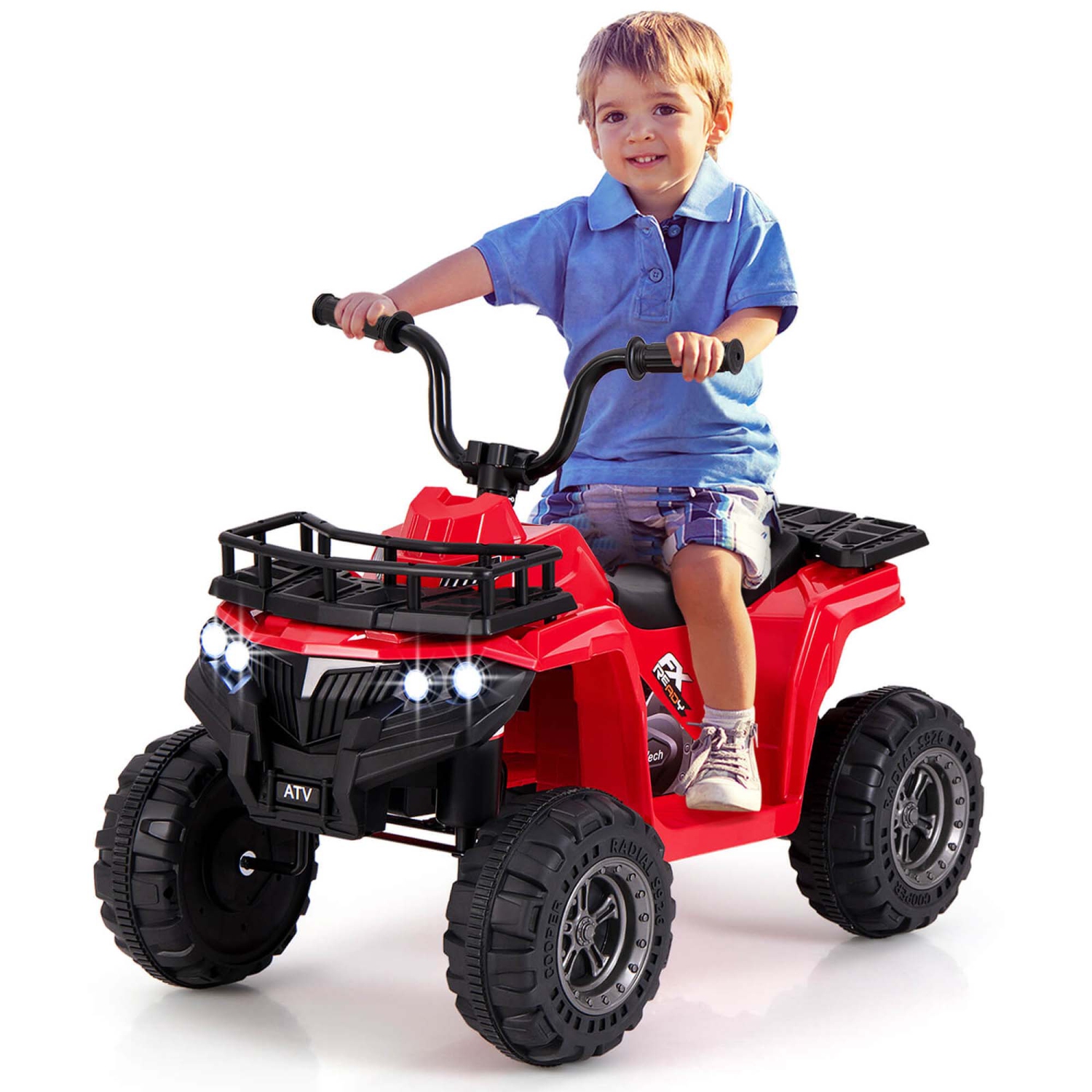 Costway Kids Ride On Electric ATV 6V 4-Wheeler Quad Car with One-Button Start Tread Tires