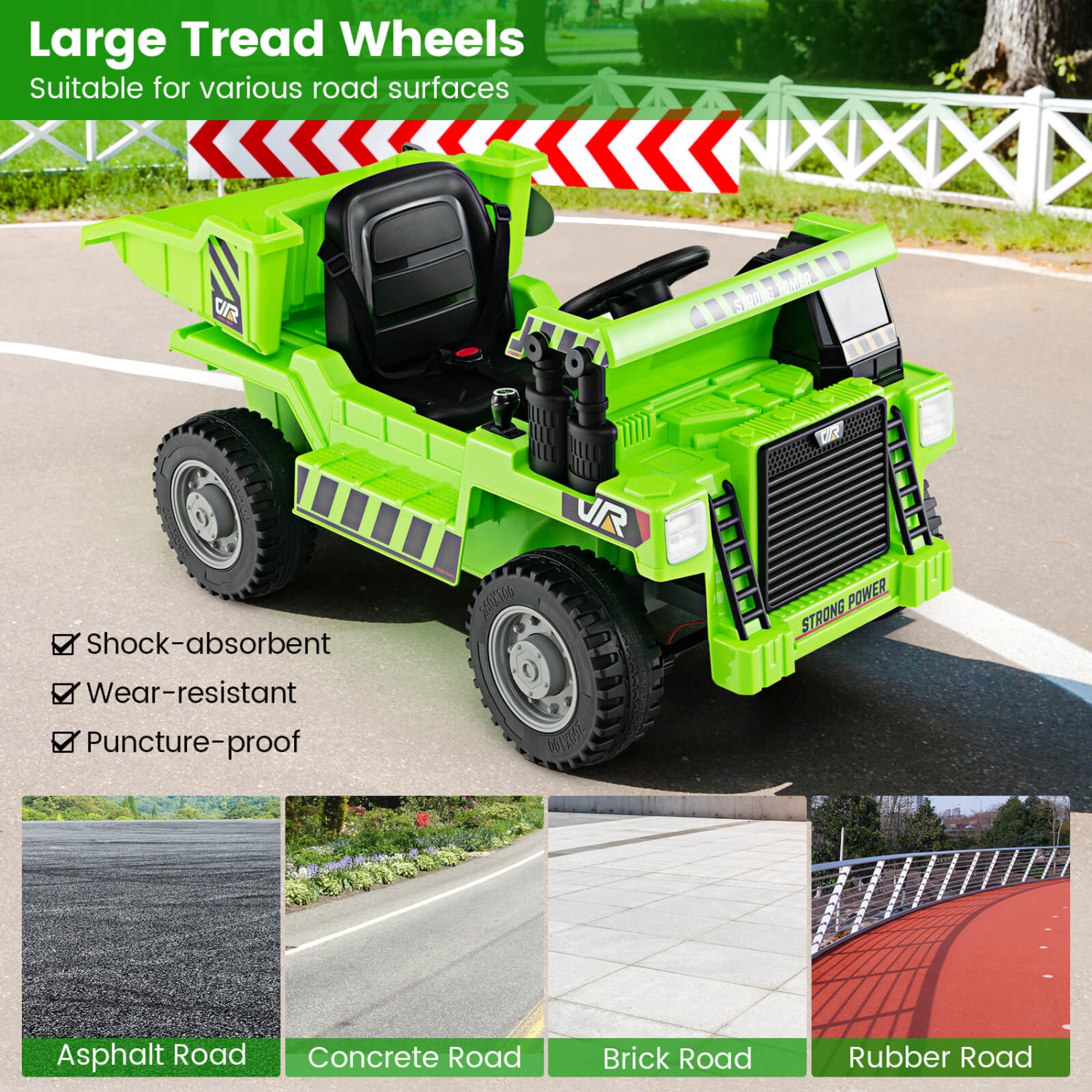 Costway Kids Ride-On Dump Truck with Wireless Connection Music LED Lights Soft Start