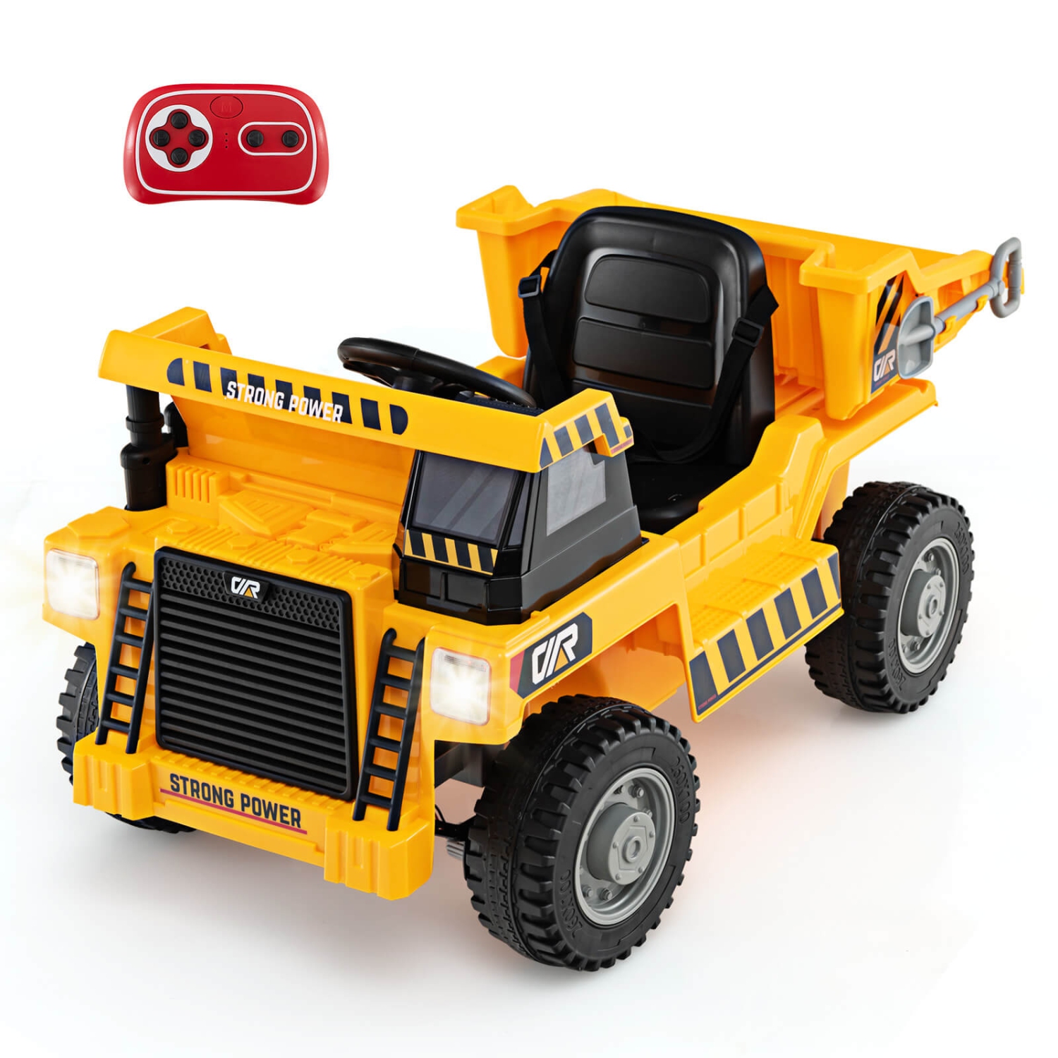 Costway Kids Ride-On Dump Truck with Wireless Connection Music LED Lights Soft Start