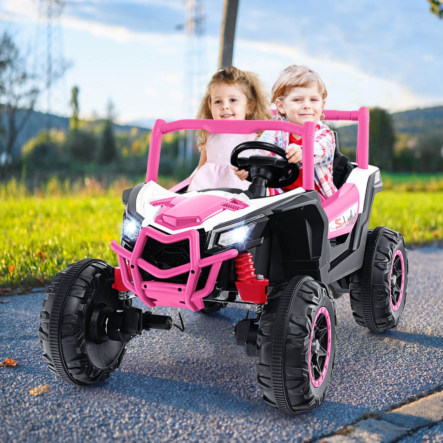 Costway 24V Kids Ride on UTV with 4 x 100W Powerful Engine Remote Control High/Low Speed