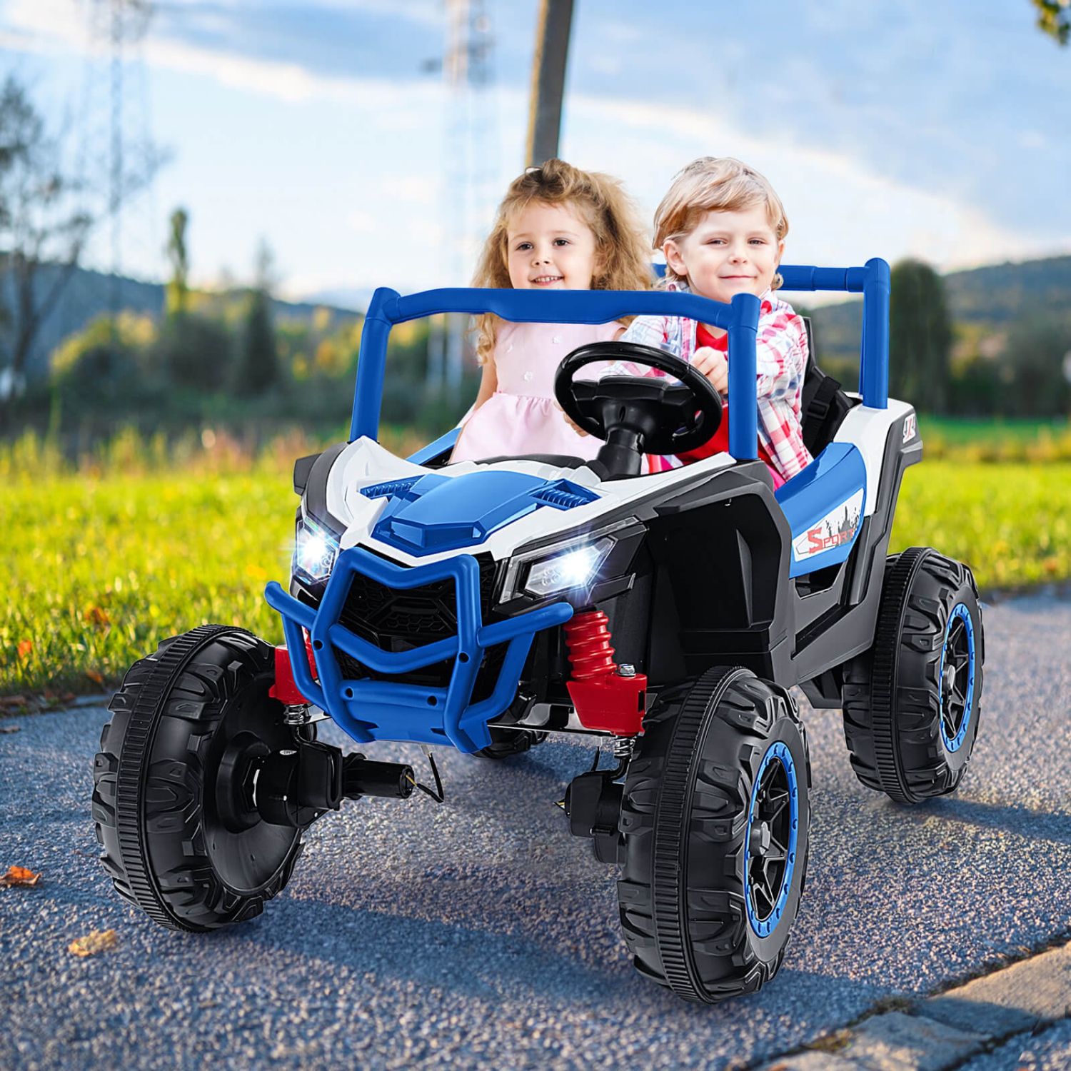 Costway 24V Kids Ride on UTV with 4 x 100W Powerful Engine Remote Control High/Low Speed