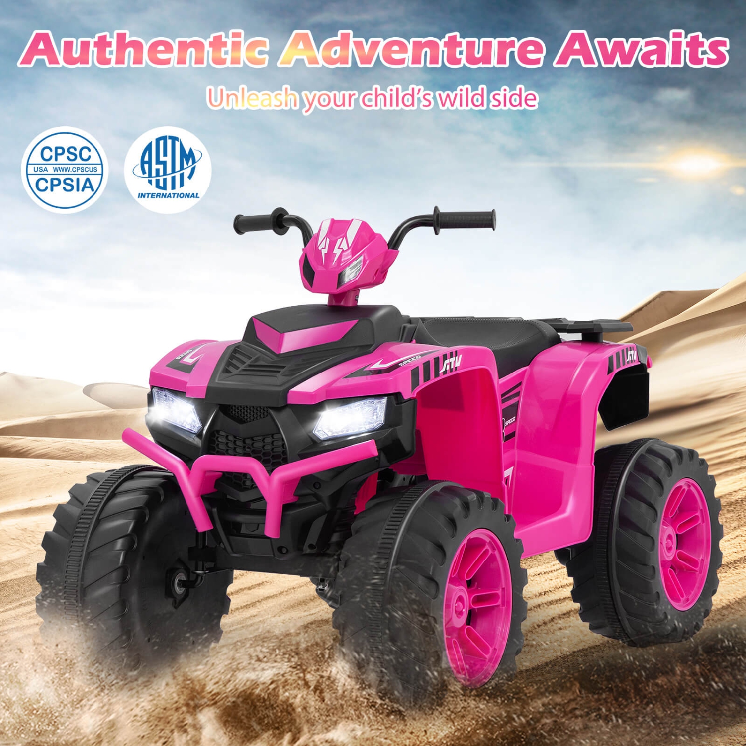 Honeyjoy 24V Kids Ride-On Electric ATV 4-Wheeler Quad Car with Wireless Connection