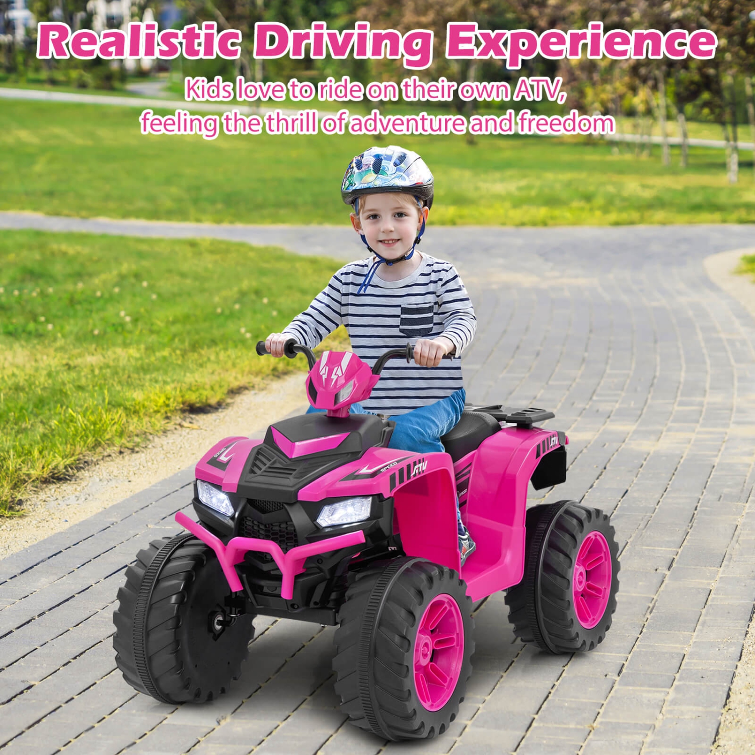 Honeyjoy 24V Kids Ride-On Electric ATV 4-Wheeler Quad Car with Wireless Connection