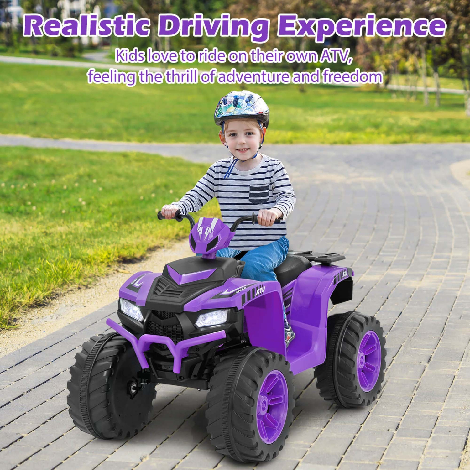 Honeyjoy 24V Kids Ride-On Electric ATV 4-Wheeler Quad Car with Wireless Connection