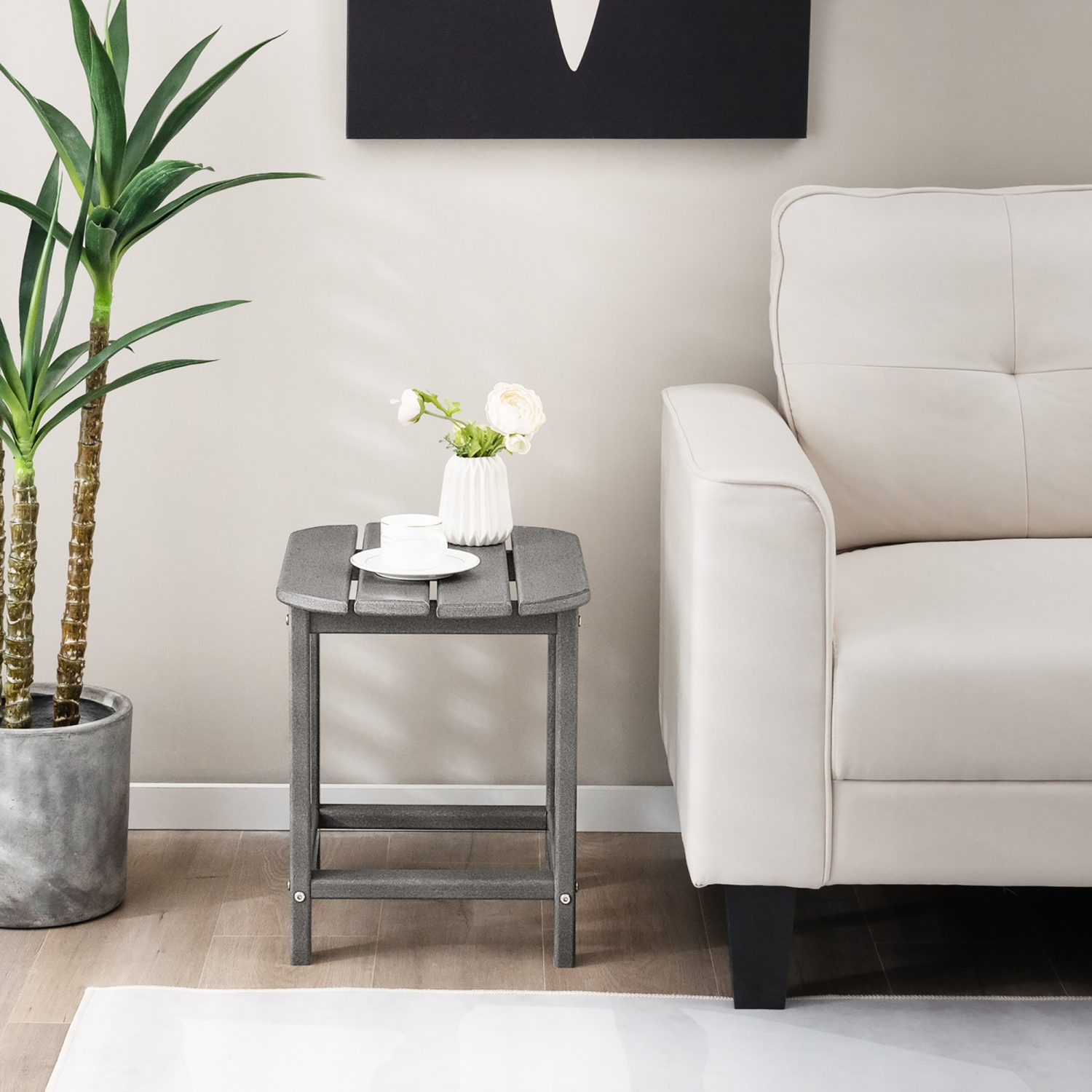 Patio Adirondack de 18 po de Costway avec table d'appoint résistant aux intempéries en PEHD