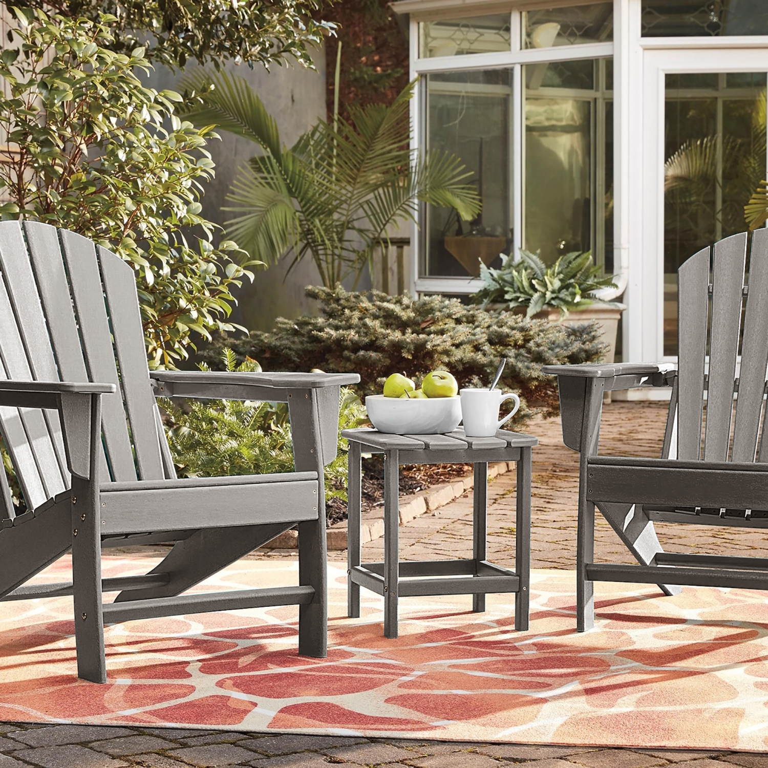 Patio Adirondack de 18 po de Costway avec table d'appoint résistant aux intempéries en PEHD
