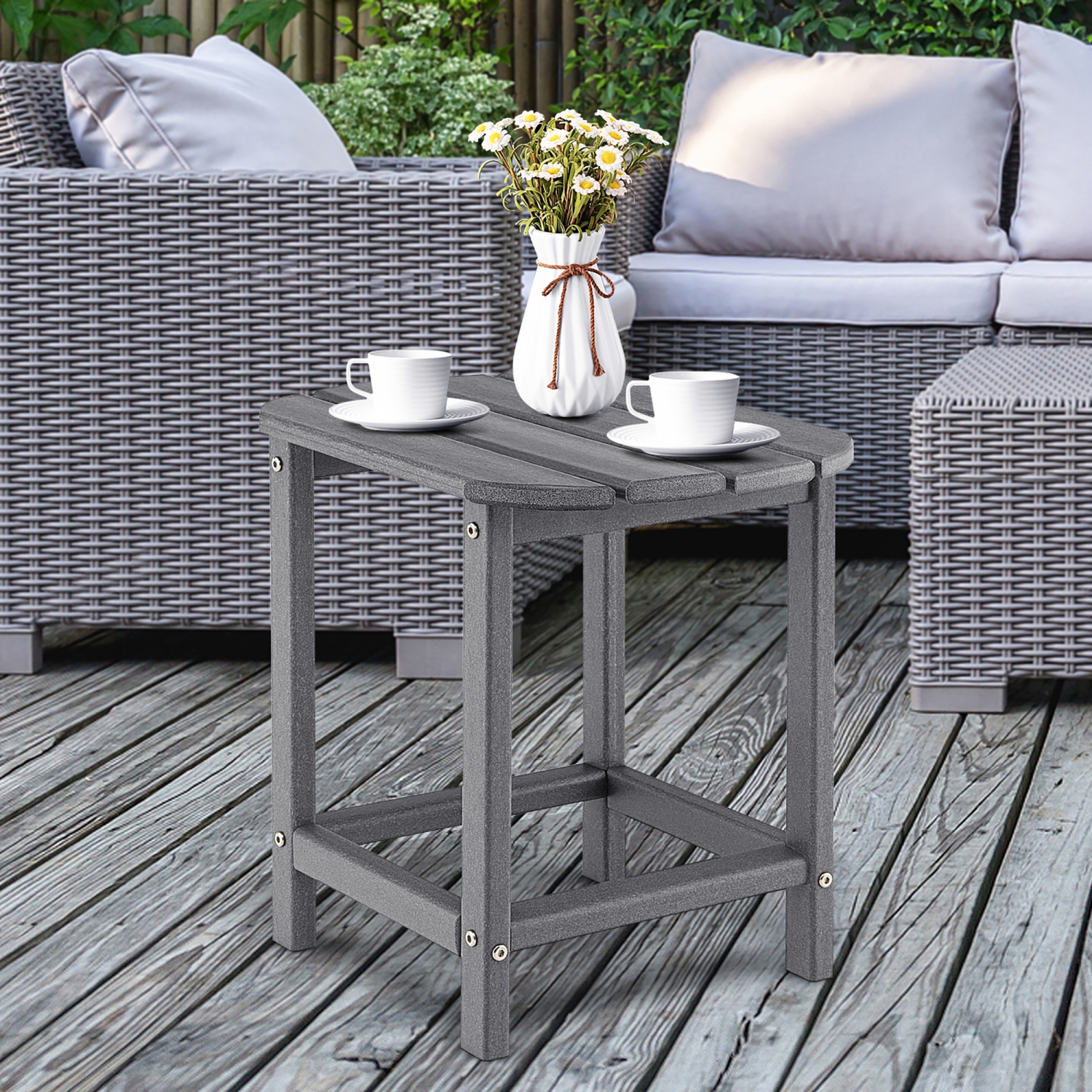 Patio Adirondack de 18 po de Costway avec table d'appoint résistant aux intempéries en PEHD
