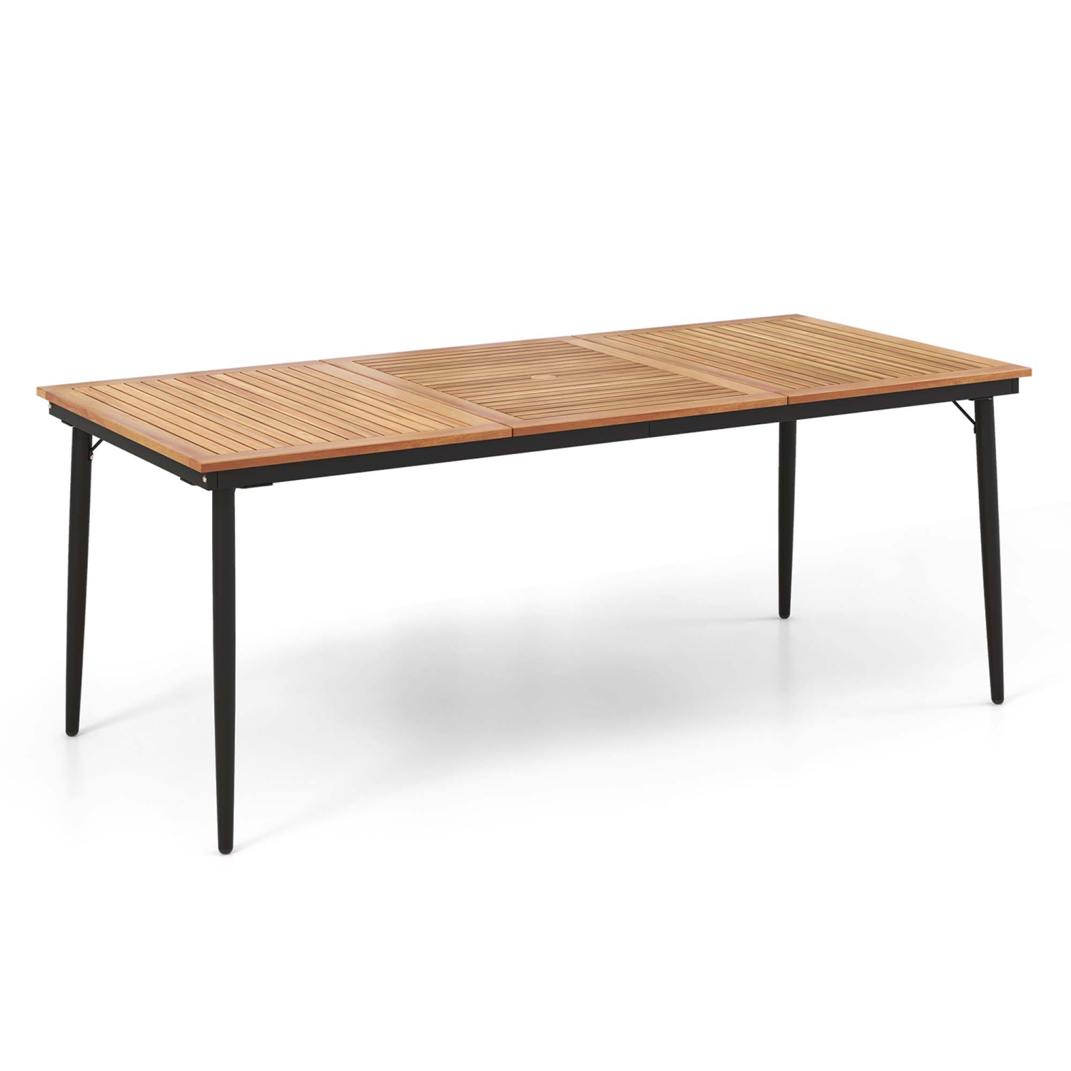 Costway 79" Outdoor Dining Table for 8 Acacia Wood Patio Table with 1.9" Umbrella Hole