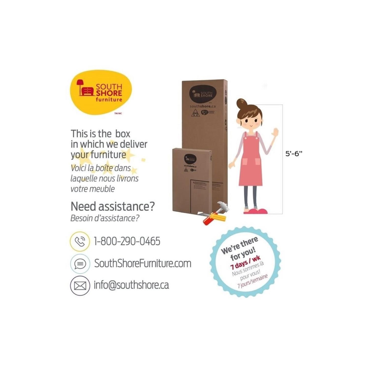 South Shore Heavenly Changing Table and 4 Drawer Chest Set in White