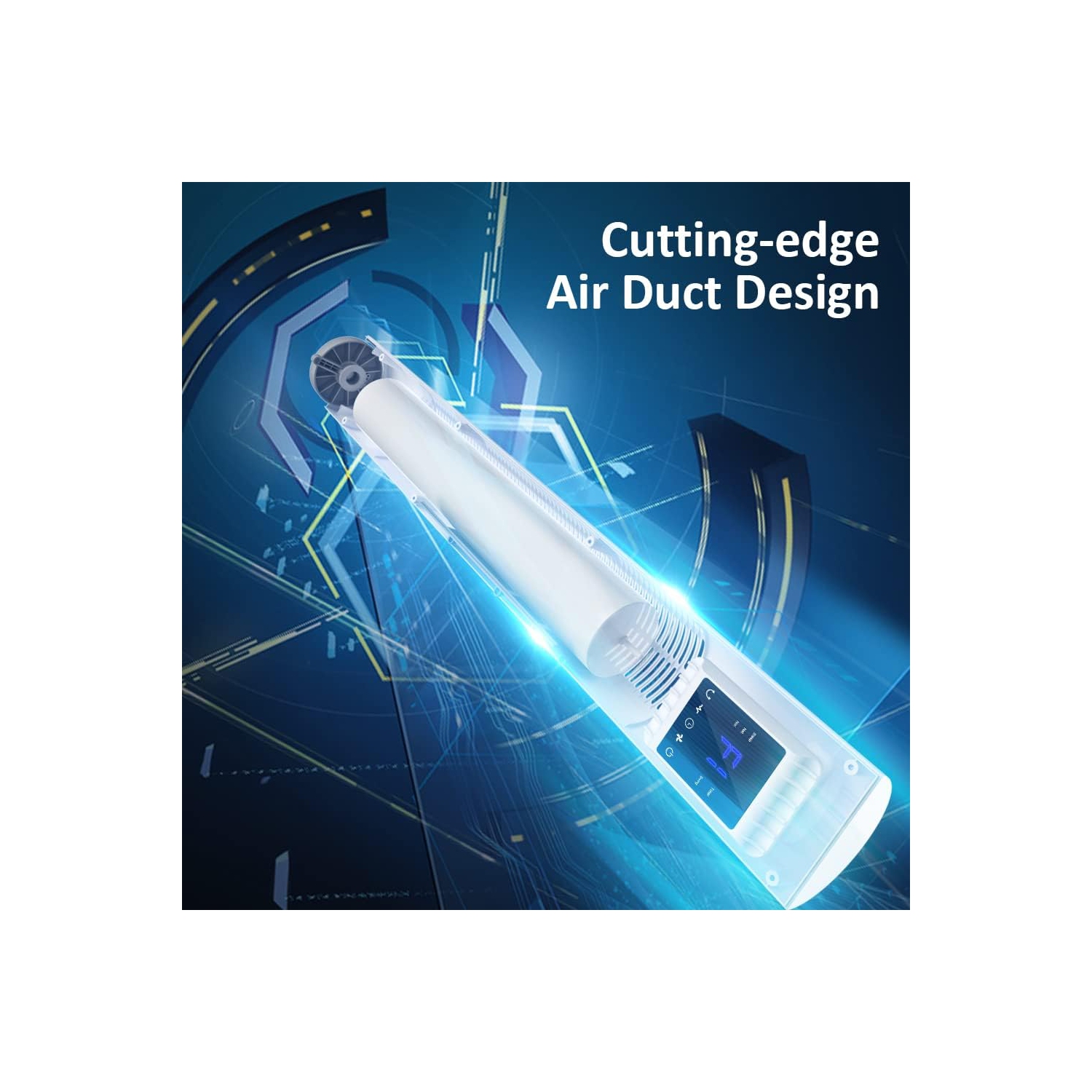 Trustech 36 po Ventilateur vertical oscillant à 3 vitesses et 3 modes avec télécommande, minuterie de 7,5 heures, économie d'espace en blanc