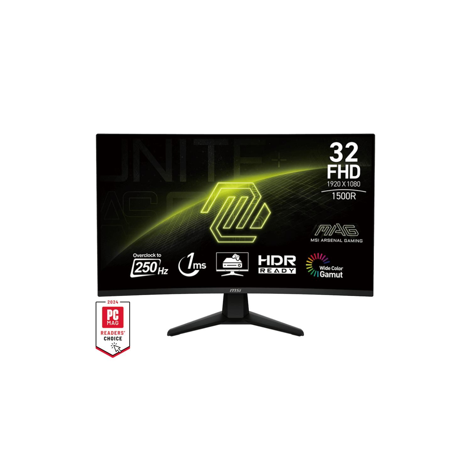 MSI 32" 1920 x 1080 (FHD) 250Hz 1ms (MPRT) / 4ms (GTG) 1500R Curved VA Gaming Monitor Tilt adjustable (MAG 32C6X)