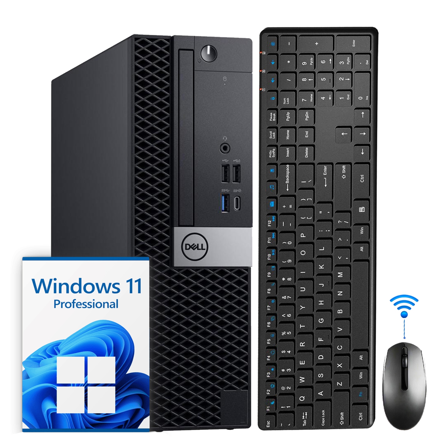 Refurbished (Good) - Dell Desktop PC OptiPlex SFF Professional Computer, Intel i5 Hexa-Core Processor, 8GB DDR4 RAM, 512GB SSD, Windows 11 Pro, Wireless Keyboard Mouse - Black