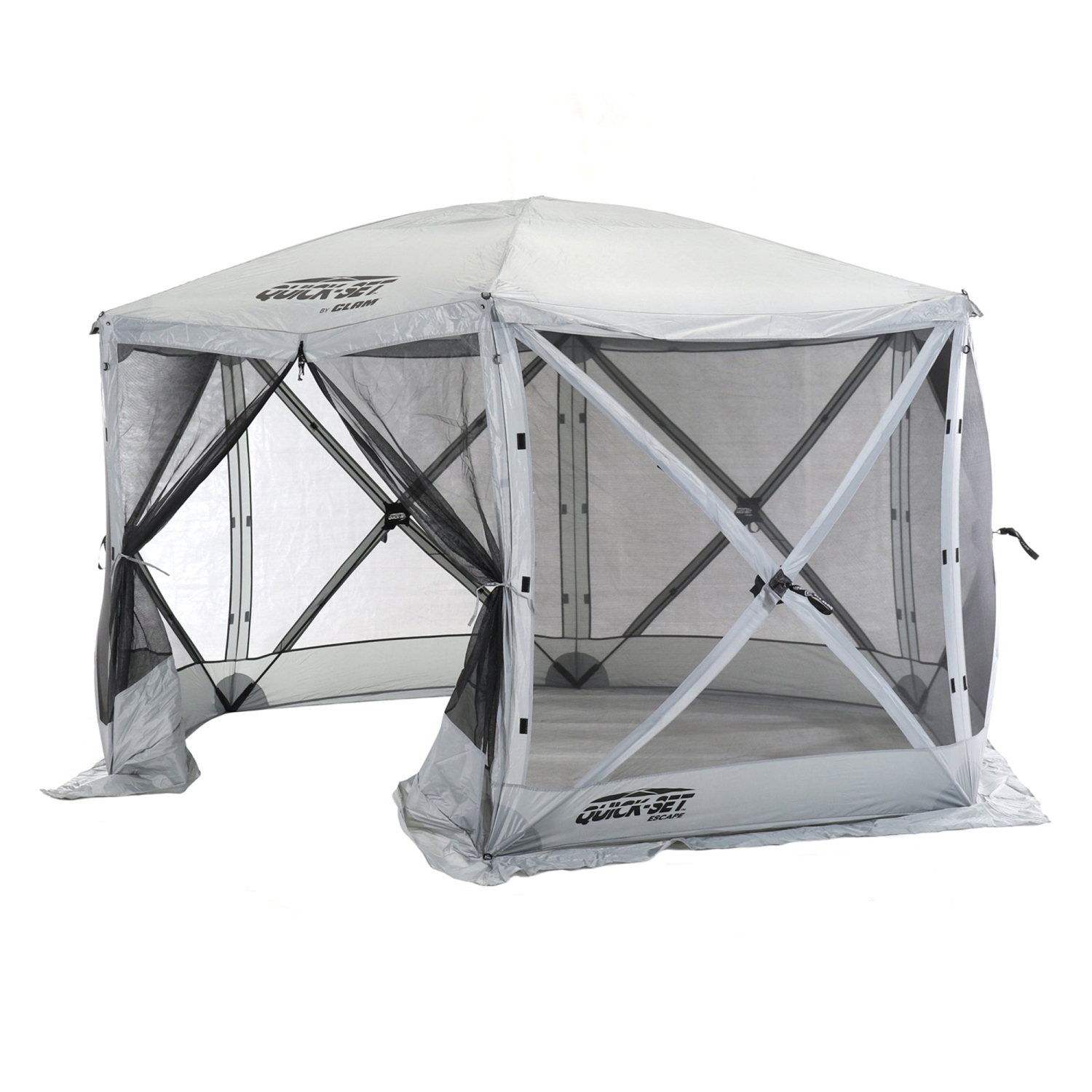 Abri de camping portatif d'extérieur de 11,5 x 11,5 pi Escape de CLAM-Set, gris
